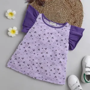 Hearts with Sleeves Frill Top - Purple