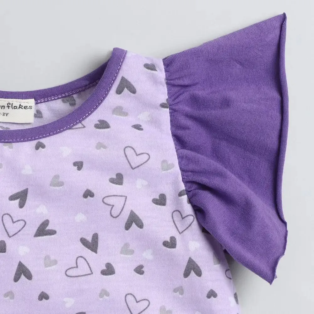 Hearts with Sleeves Frill Top - Purple