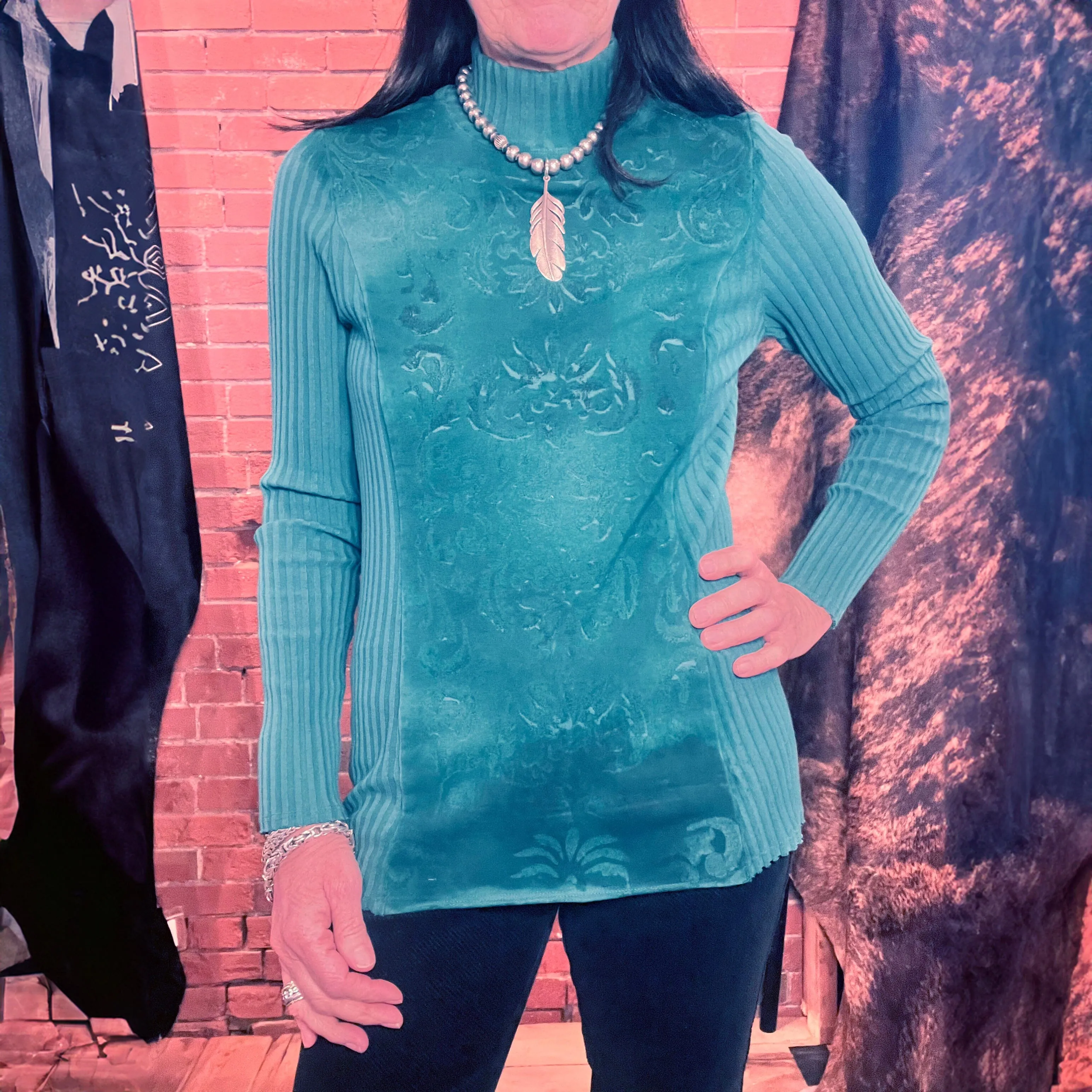 Hi-Neck Top - Testimony - Peacock - TPTT46