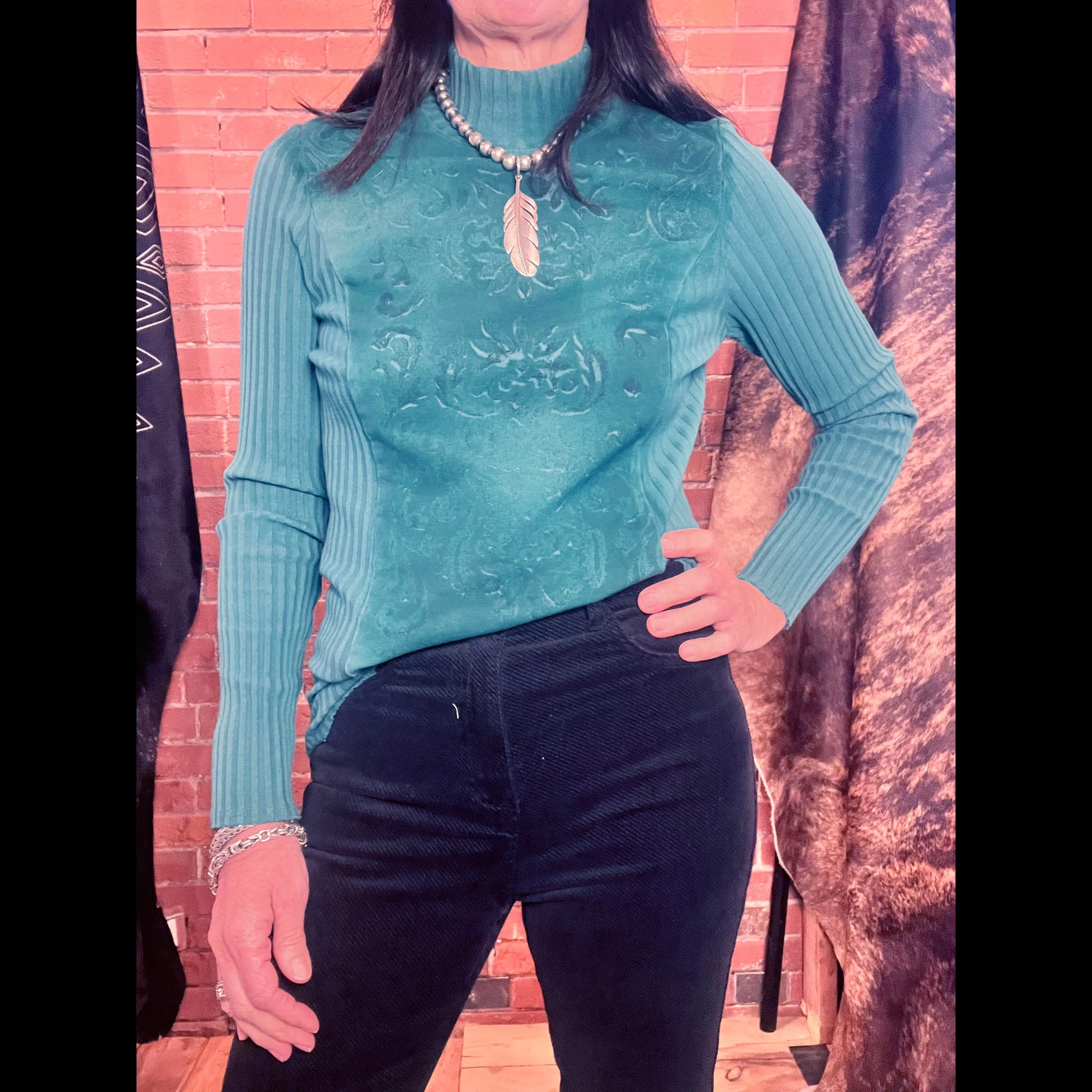 Hi-Neck Top - Testimony - Peacock - TPTT46