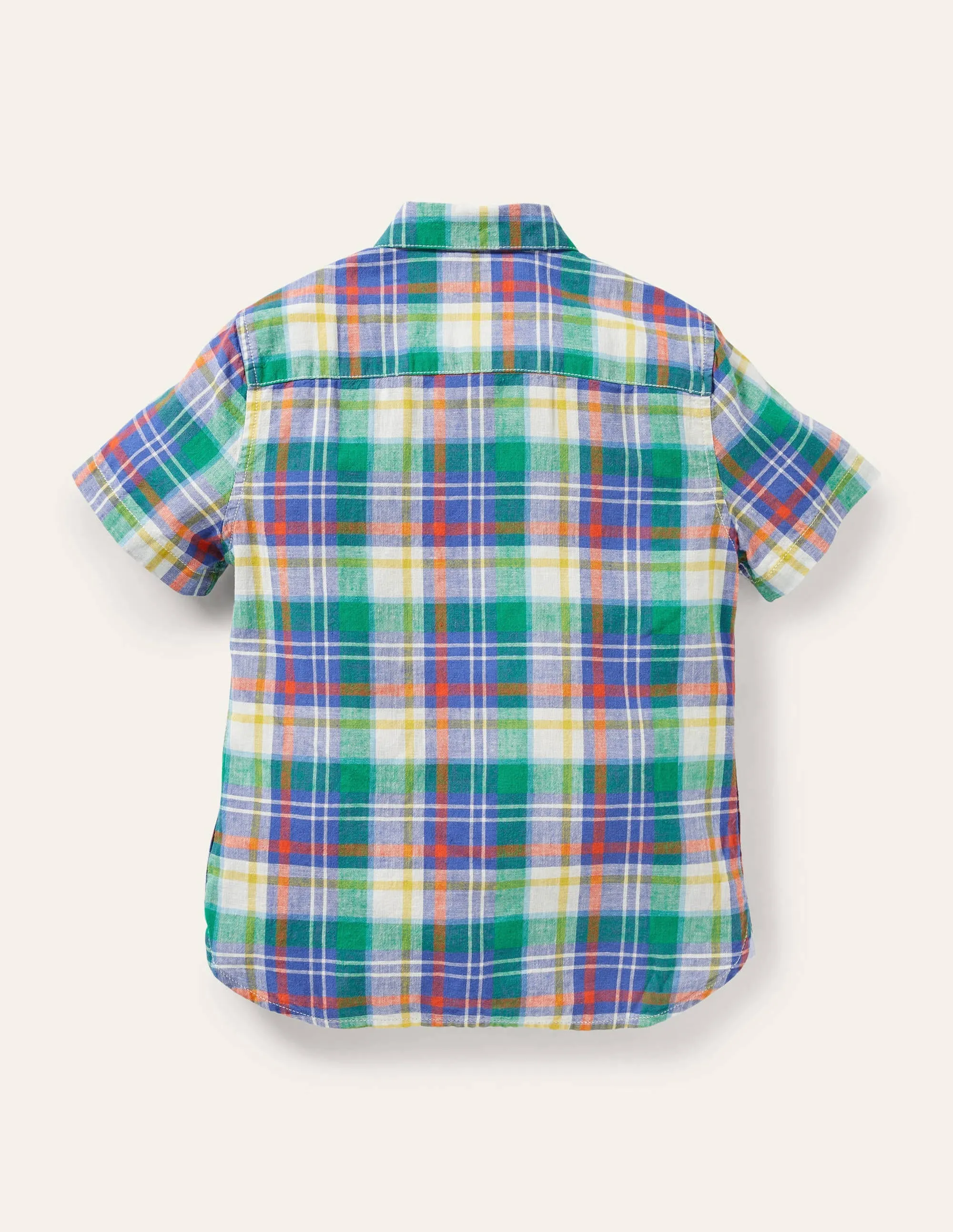 Holiday Cotton Linen Shirt-Green Pepper/Bluebell Check