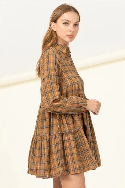 HYFVE Effortless Love Plaid Print Babydoll Dress