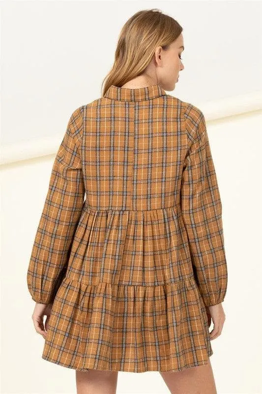 HYFVE Effortless Love Plaid Print Babydoll Dress