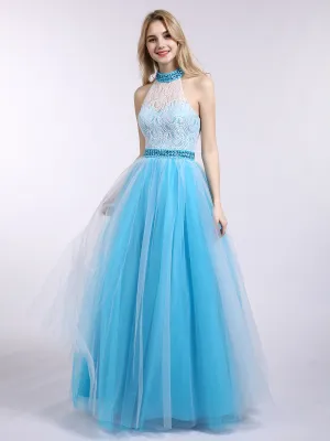 Illusion High Neck Lace and Tulle Dress-Chocolate Plus Size