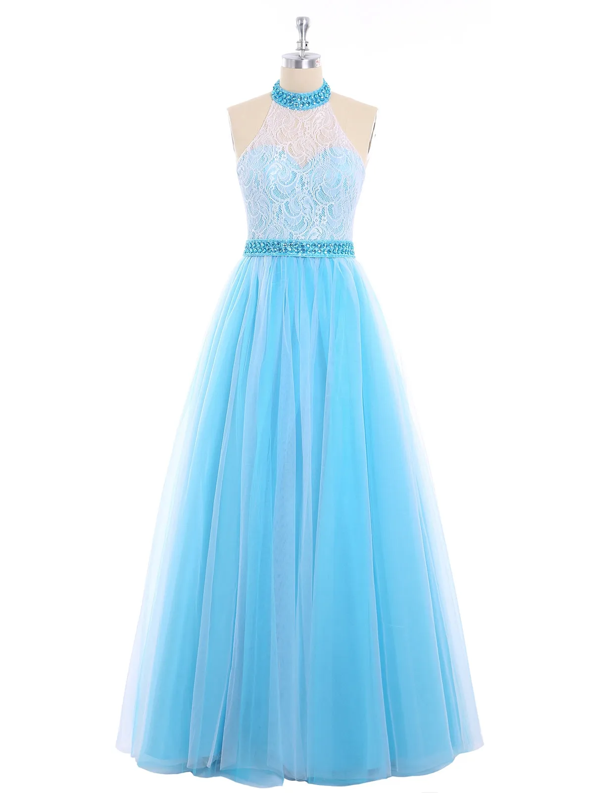 Illusion High Neck Lace and Tulle Dress-Chocolate Plus Size
