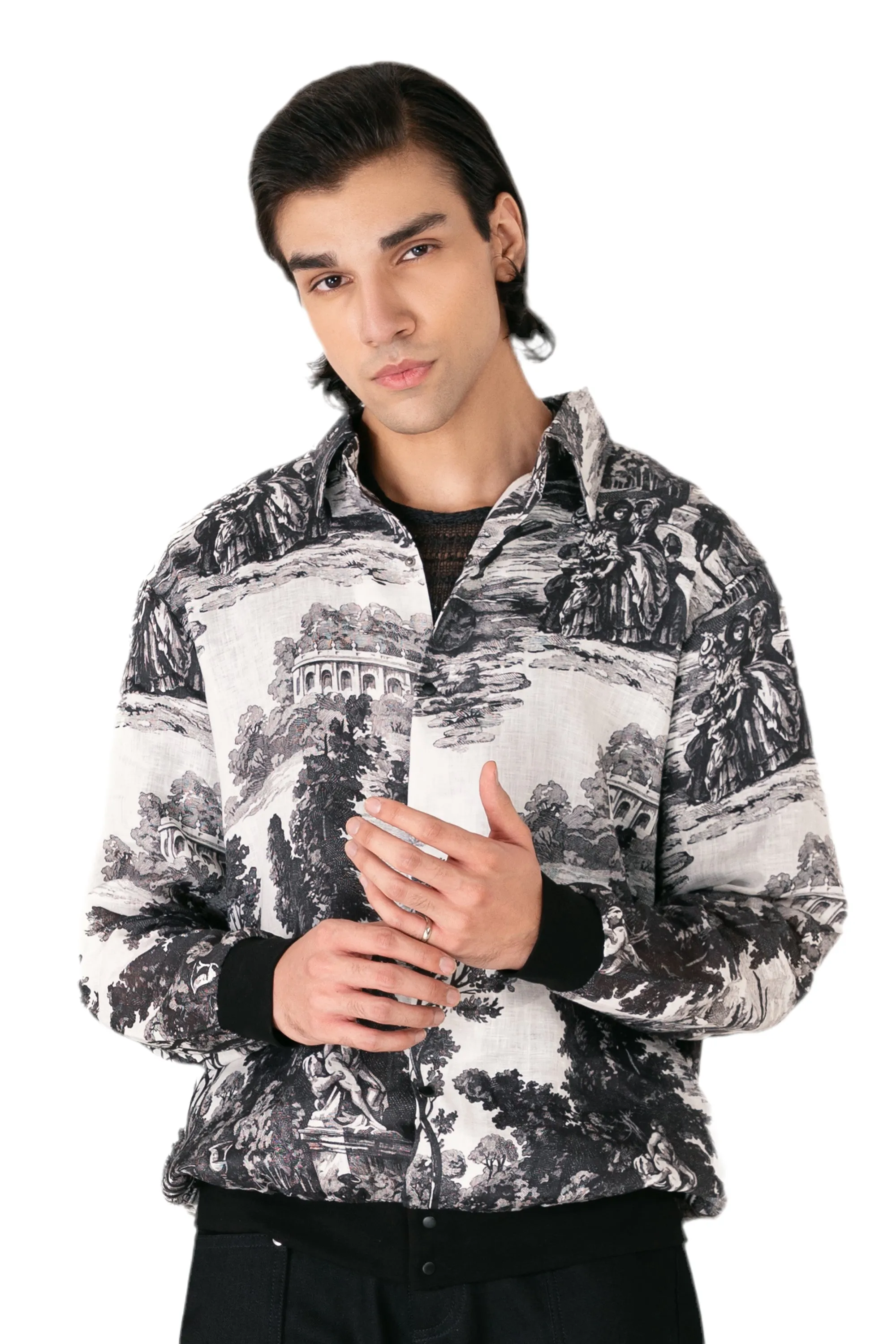 Irish Cotton Toile Printed Shirt