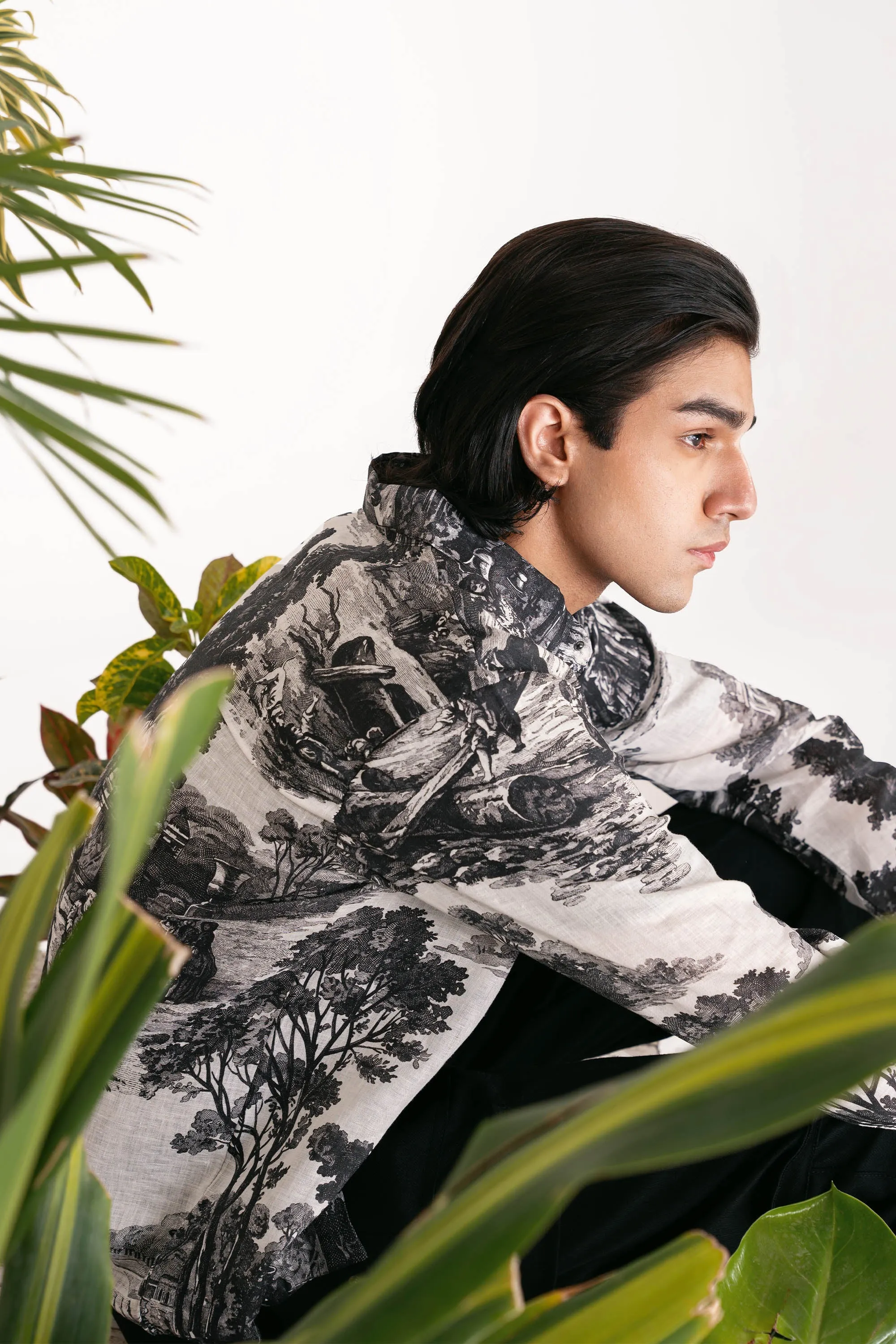 Irish Cotton Toile Printed Shirt