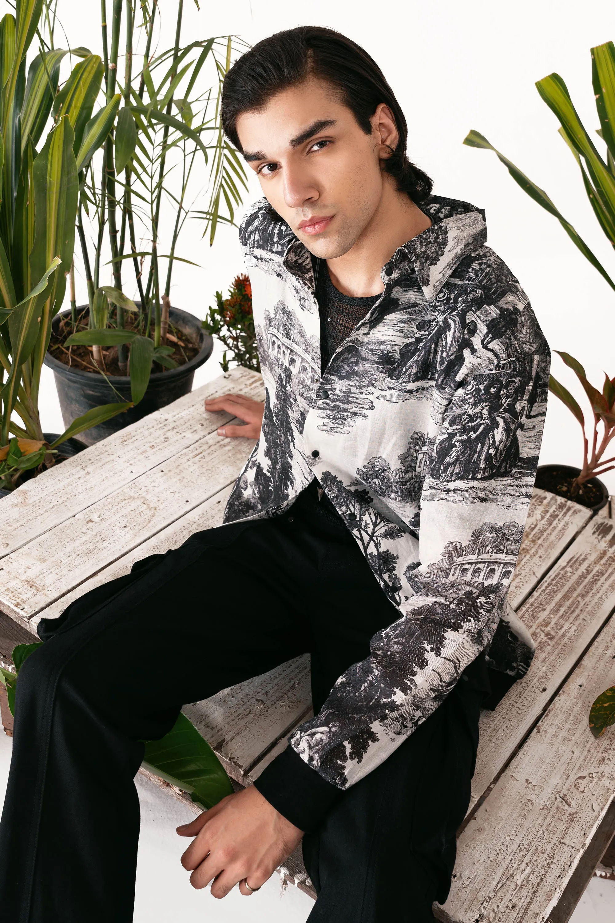Irish Cotton Toile Printed Shirt