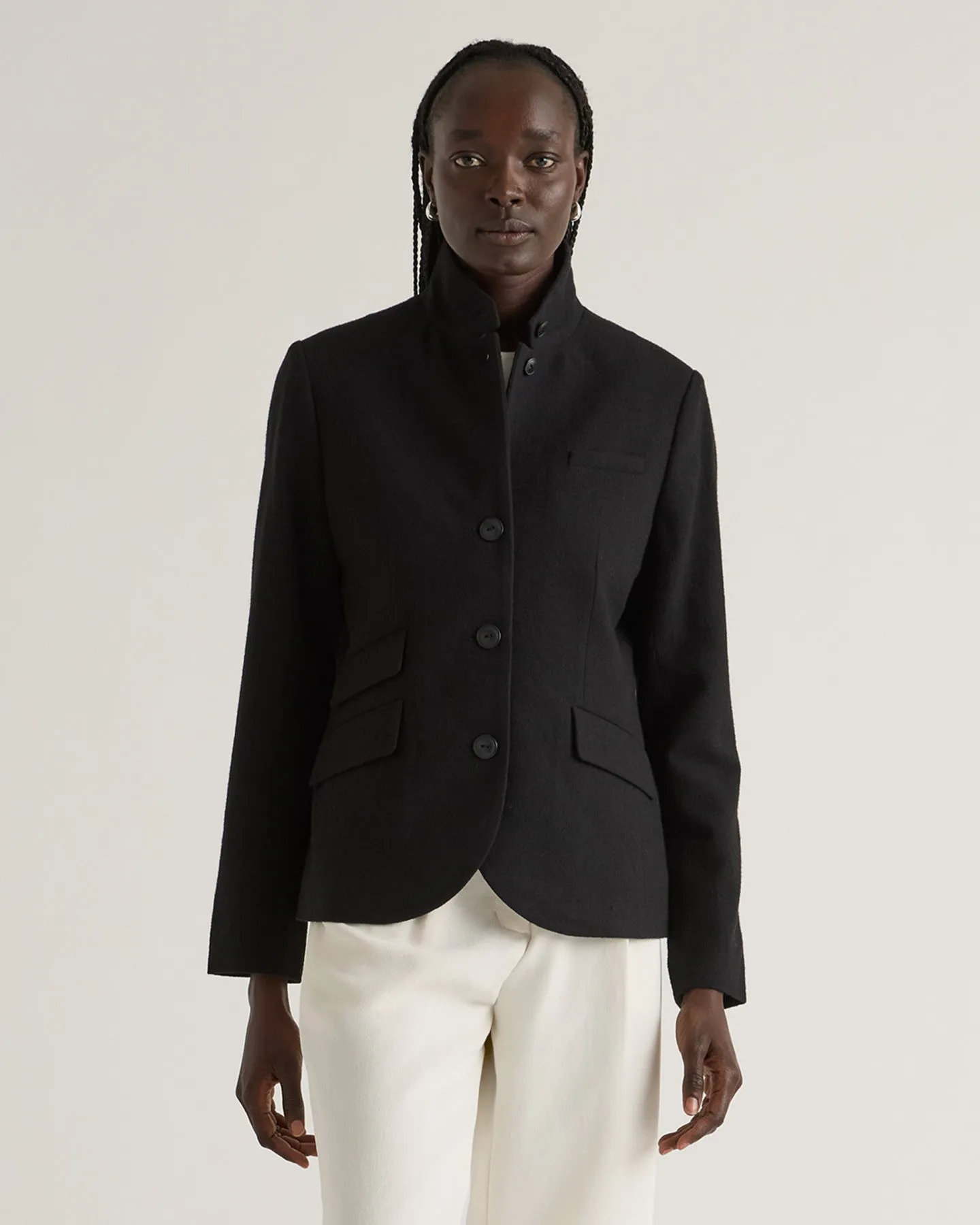 Italian Wool Stand Collar Blazer