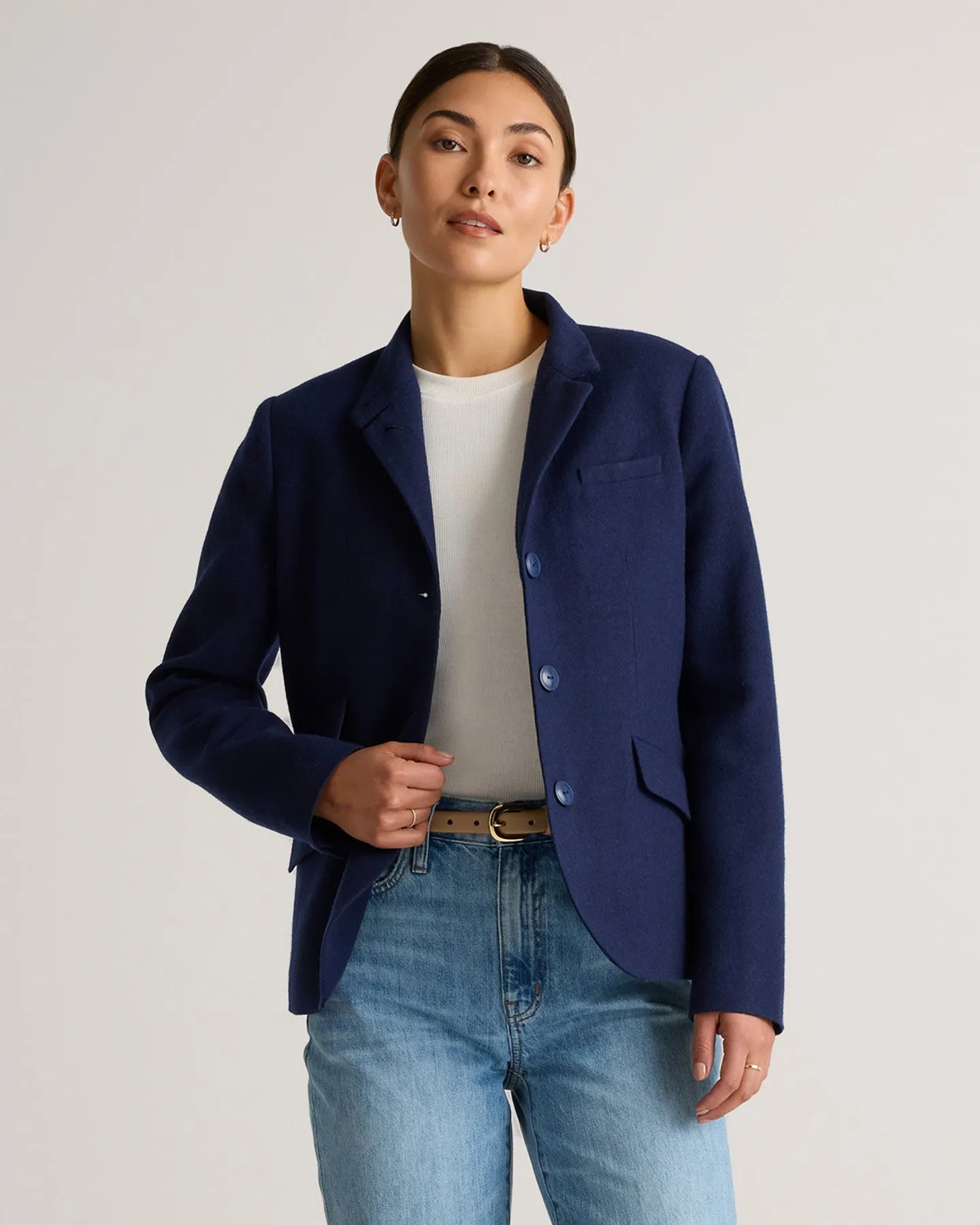 Italian Wool Stand Collar Blazer