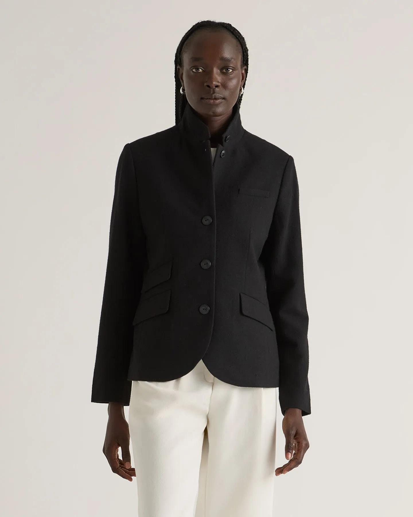 Italian Wool Stand Collar Blazer