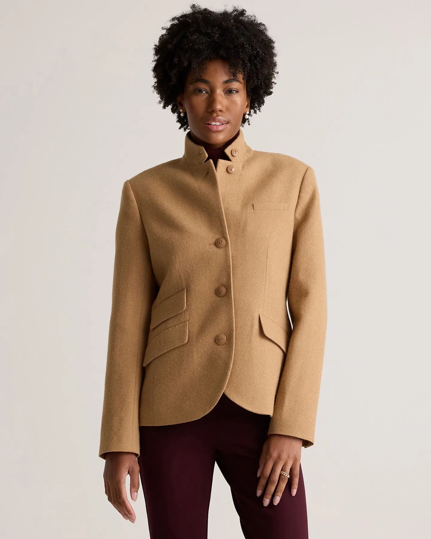 Italian Wool Stand Collar Blazer