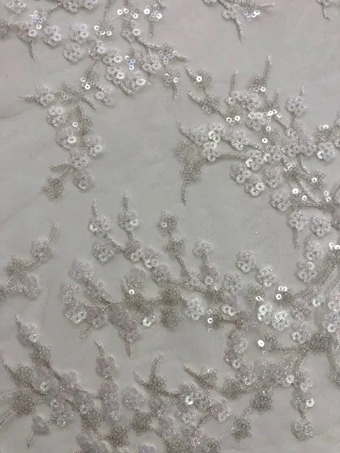 Ivory Trailing With Lime Irridescent Sparkling Sequin