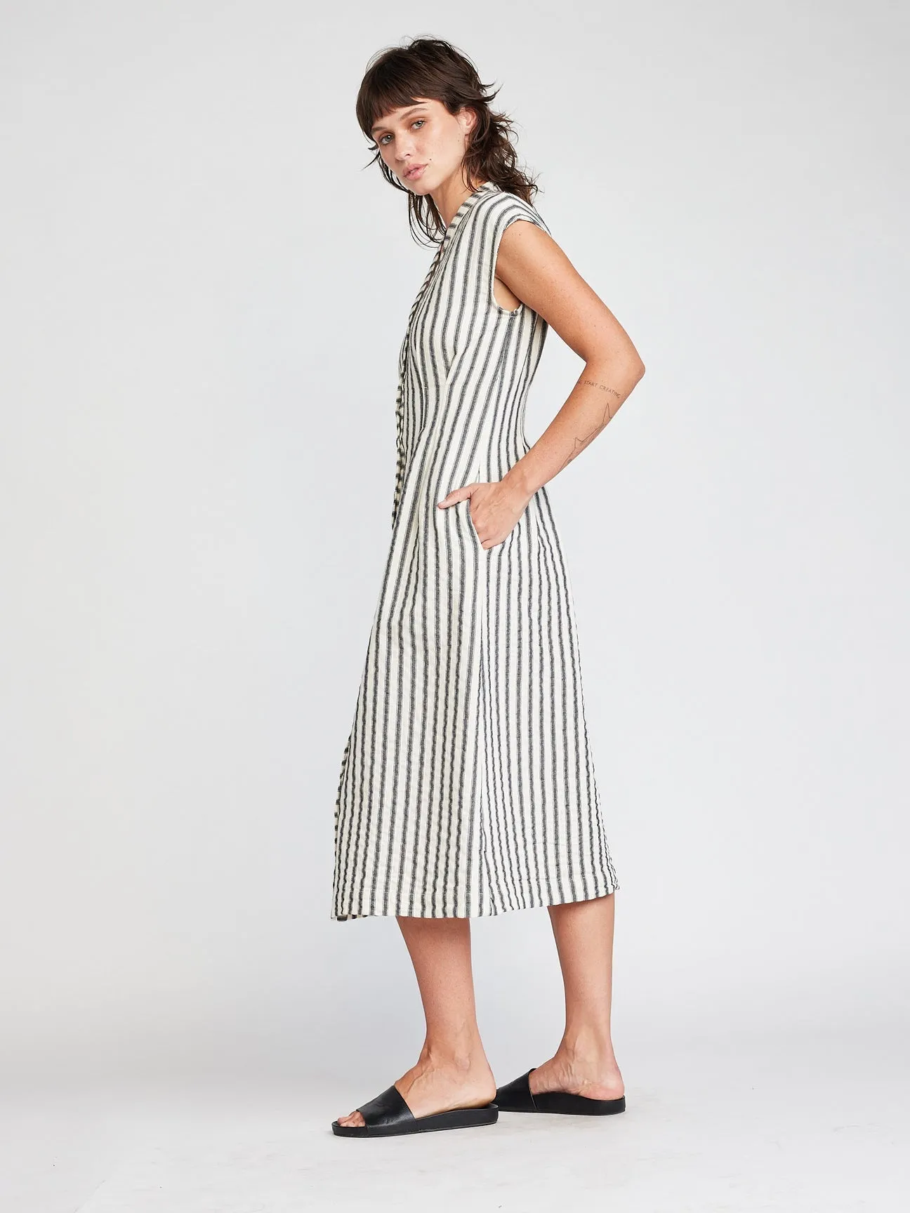 Jamila Button Front Midi Dress