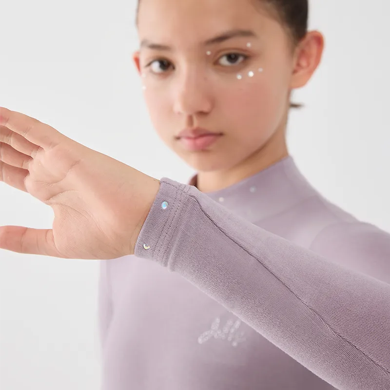 Jollybean FrostGlow Girls' Crystal Ice Skating Top （120-160/5y-10y ）