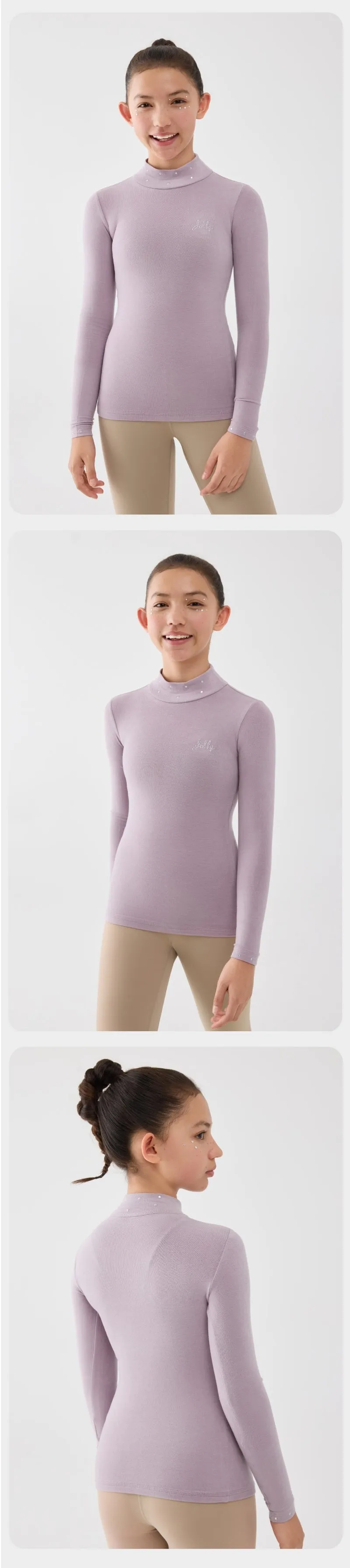 Jollybean FrostGlow Girls' Crystal Ice Skating Top （120-160/5y-10y ）
