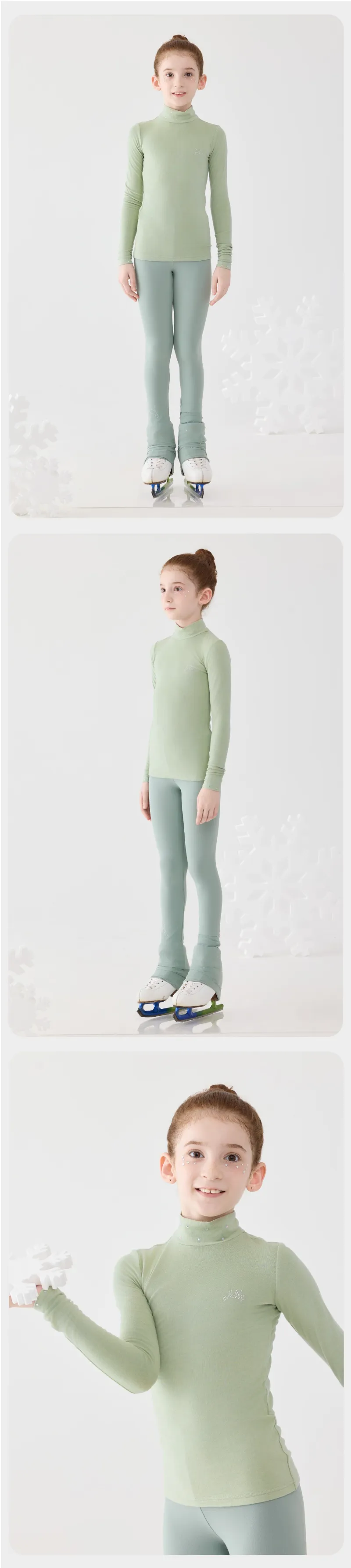 Jollybean FrostGlow Girls' Crystal Ice Skating Top （120-160/5y-10y ）