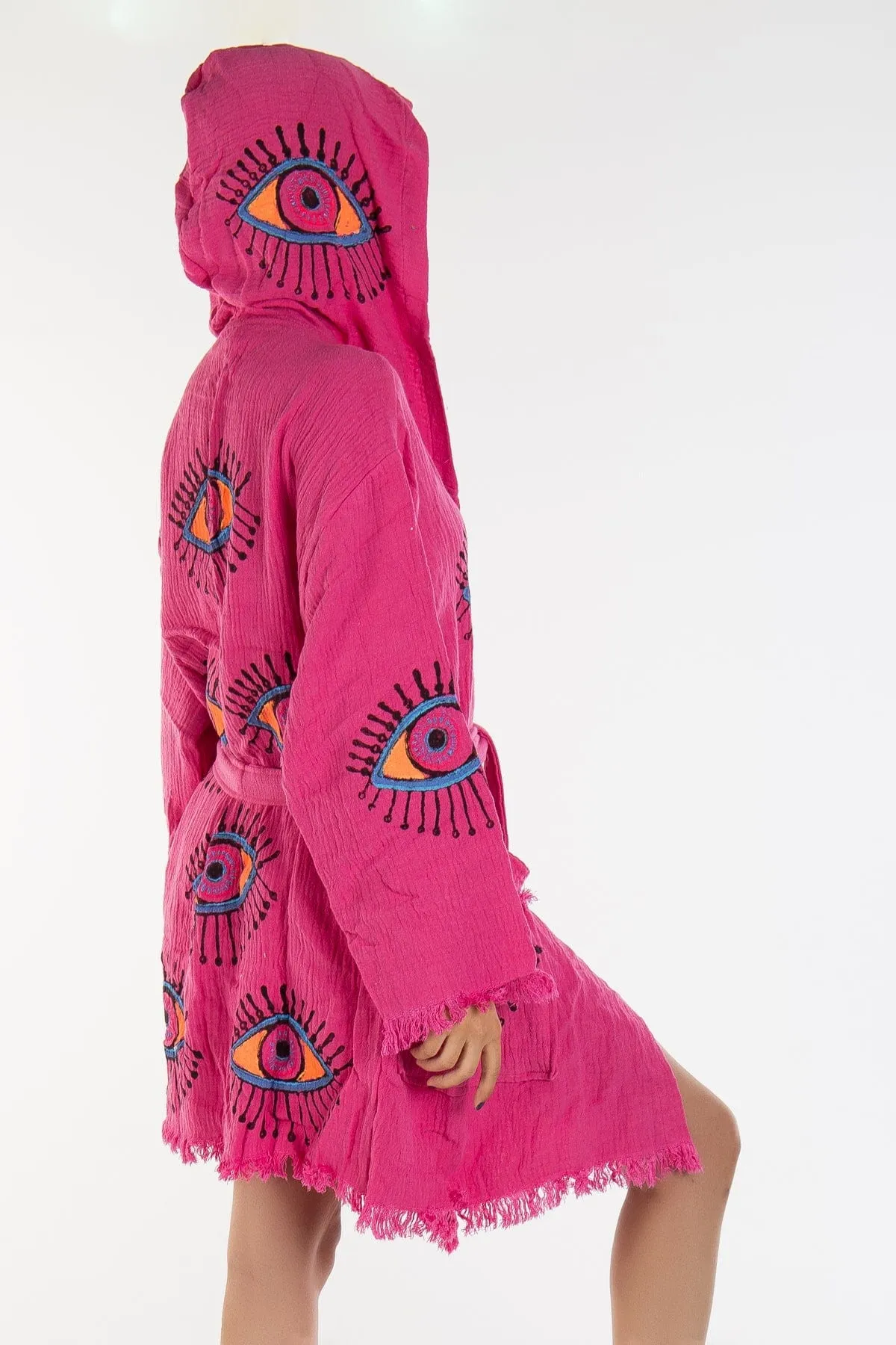Kaia Handmade Hooded Cotton Kimono | Pink