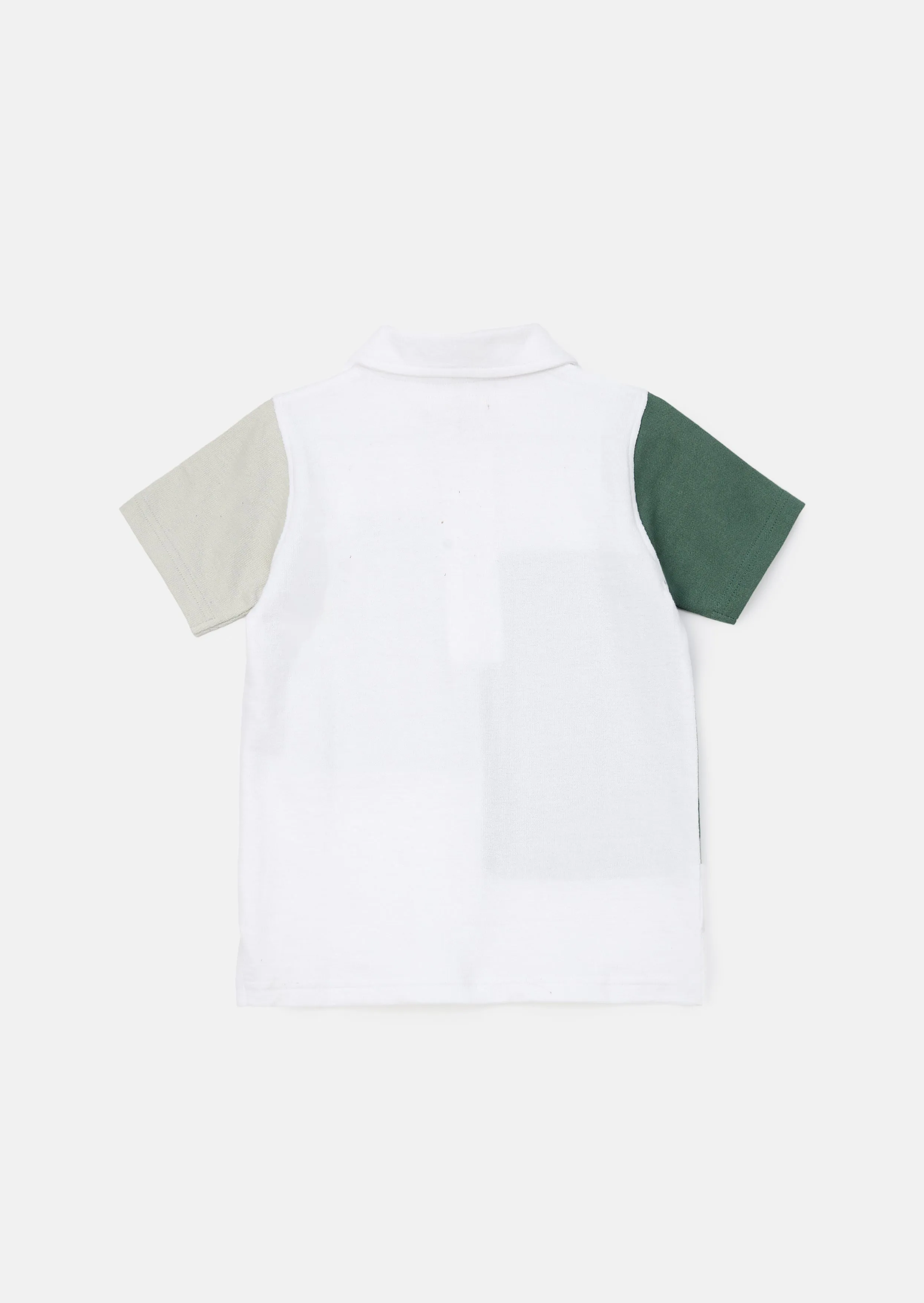 Kane White Textured Colour Block Polo