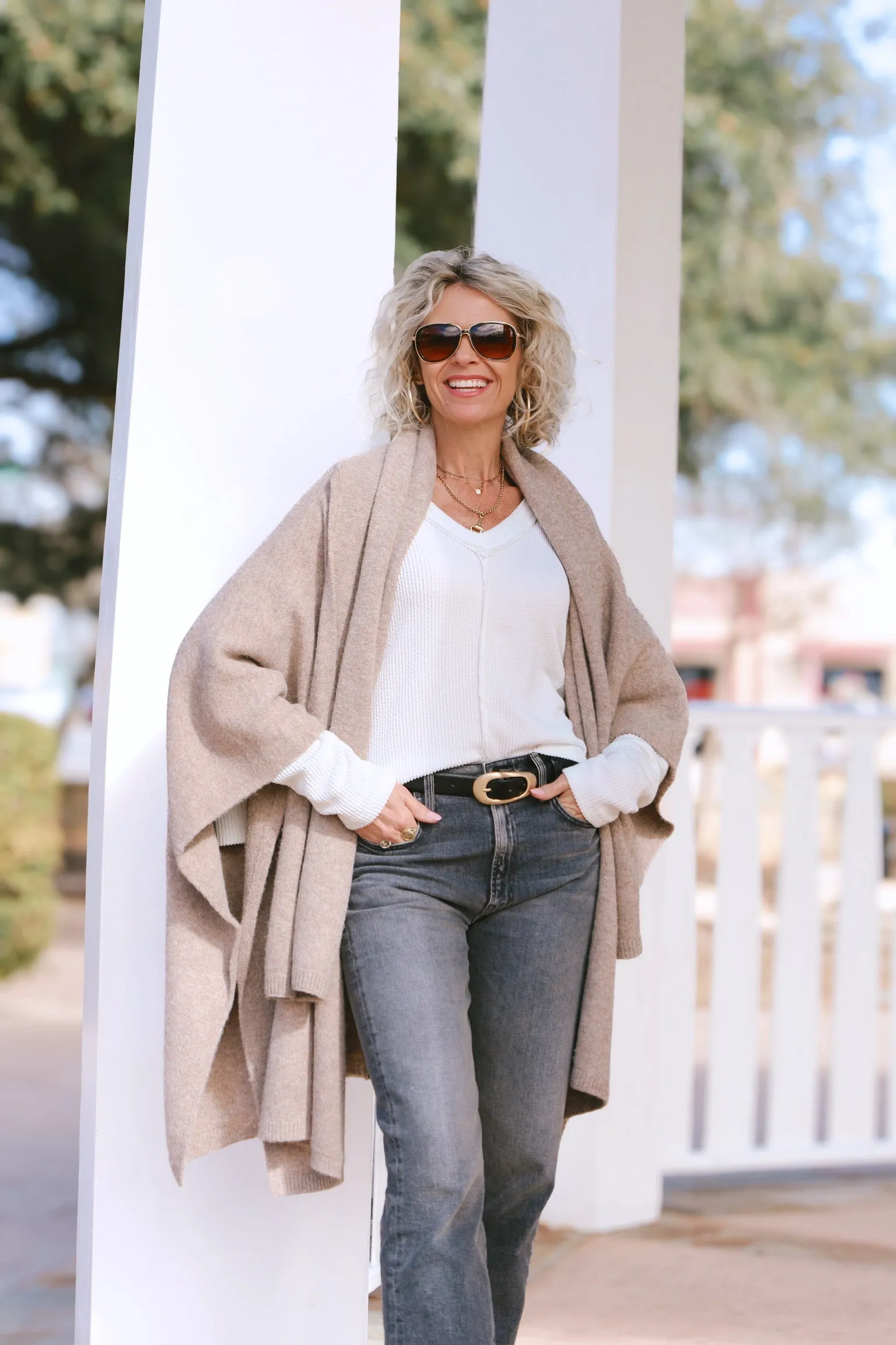 Kimono Cardigan w/ Attached Scarf