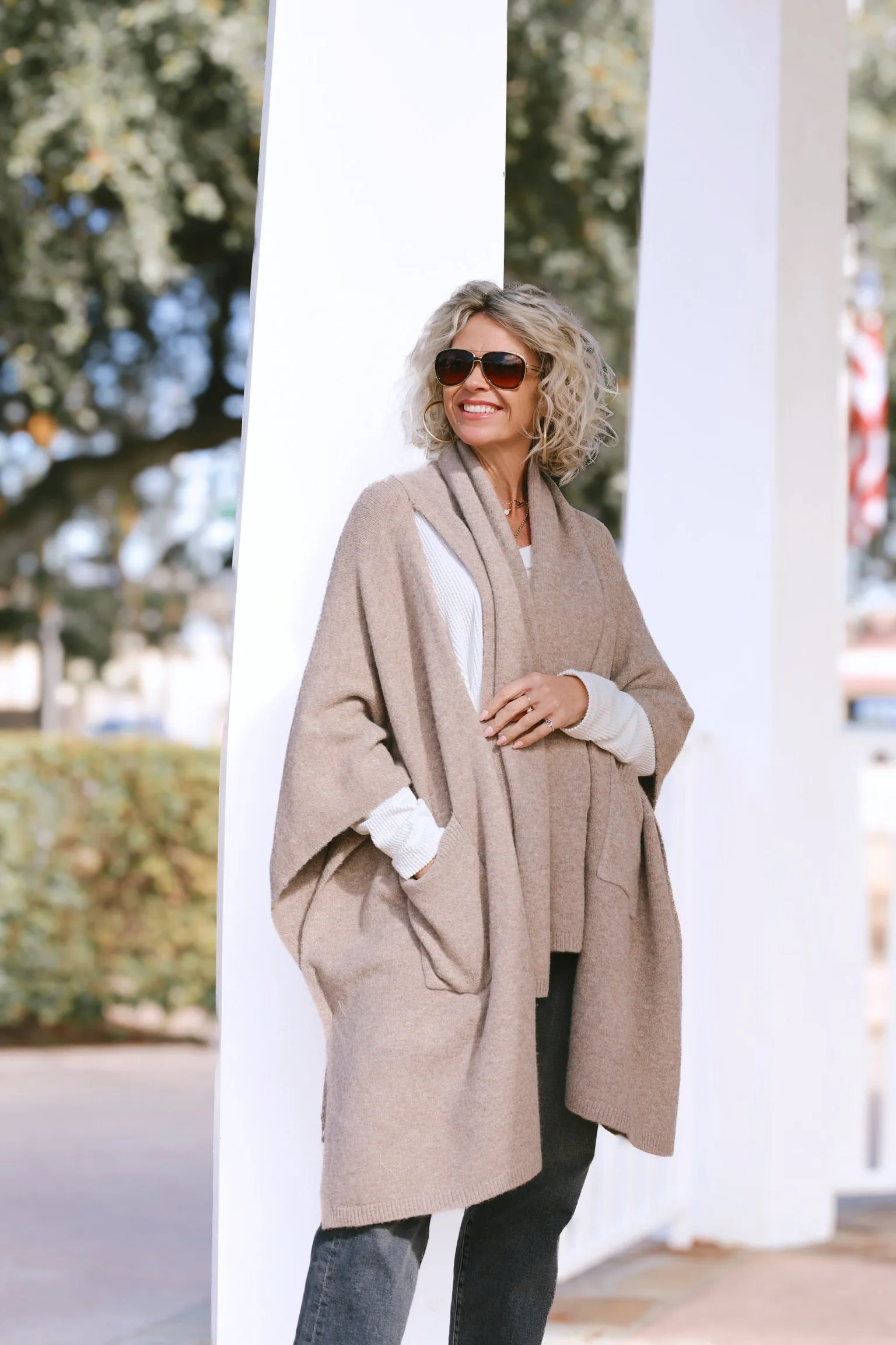 Kimono Cardigan w/ Attached Scarf