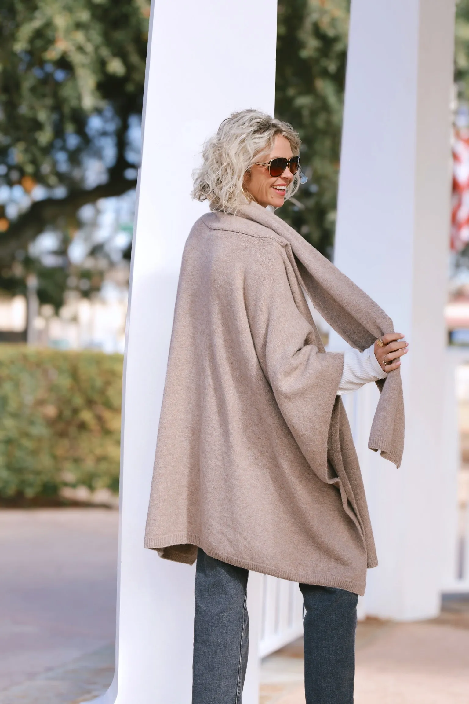 Kimono Cardigan w/ Attached Scarf