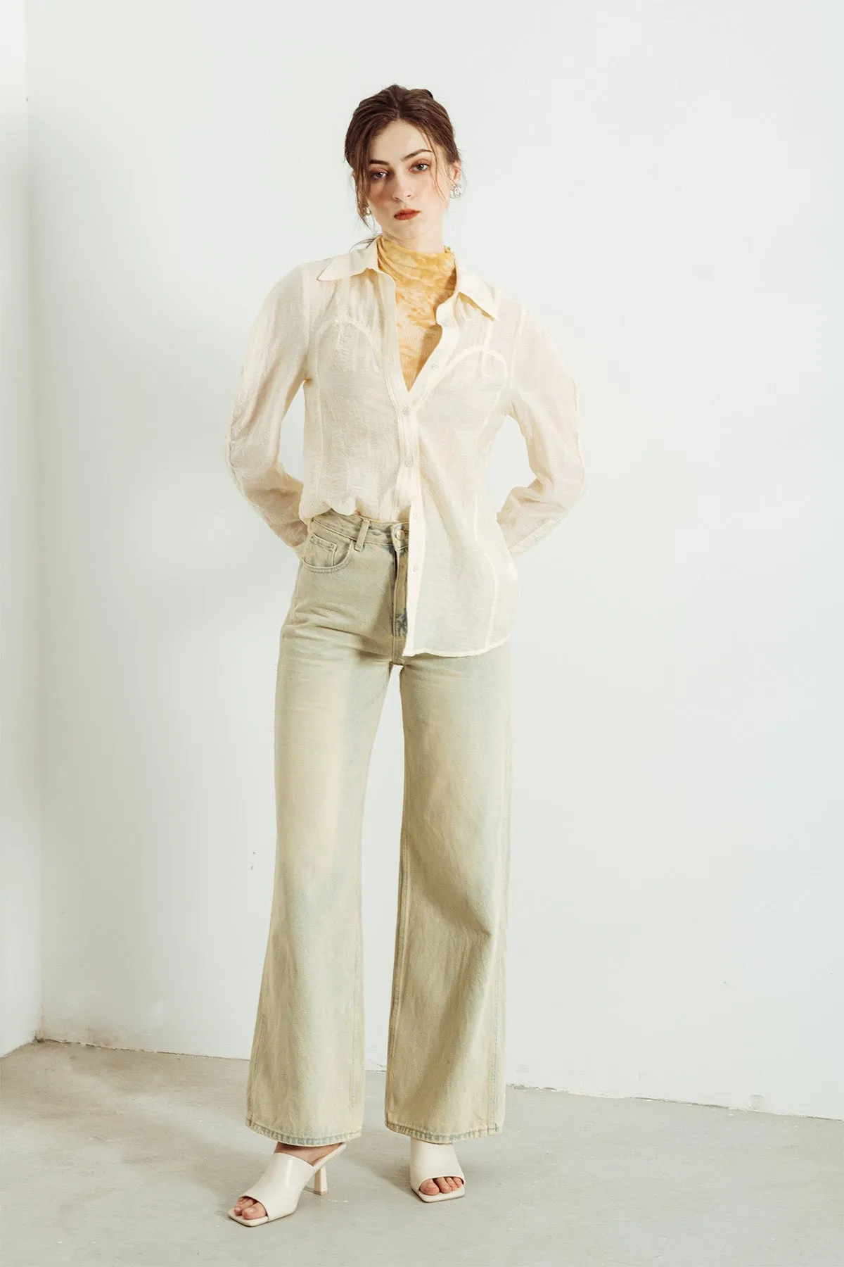Leazza Tie Dyed Ruched Ribbed Sleeveless Top