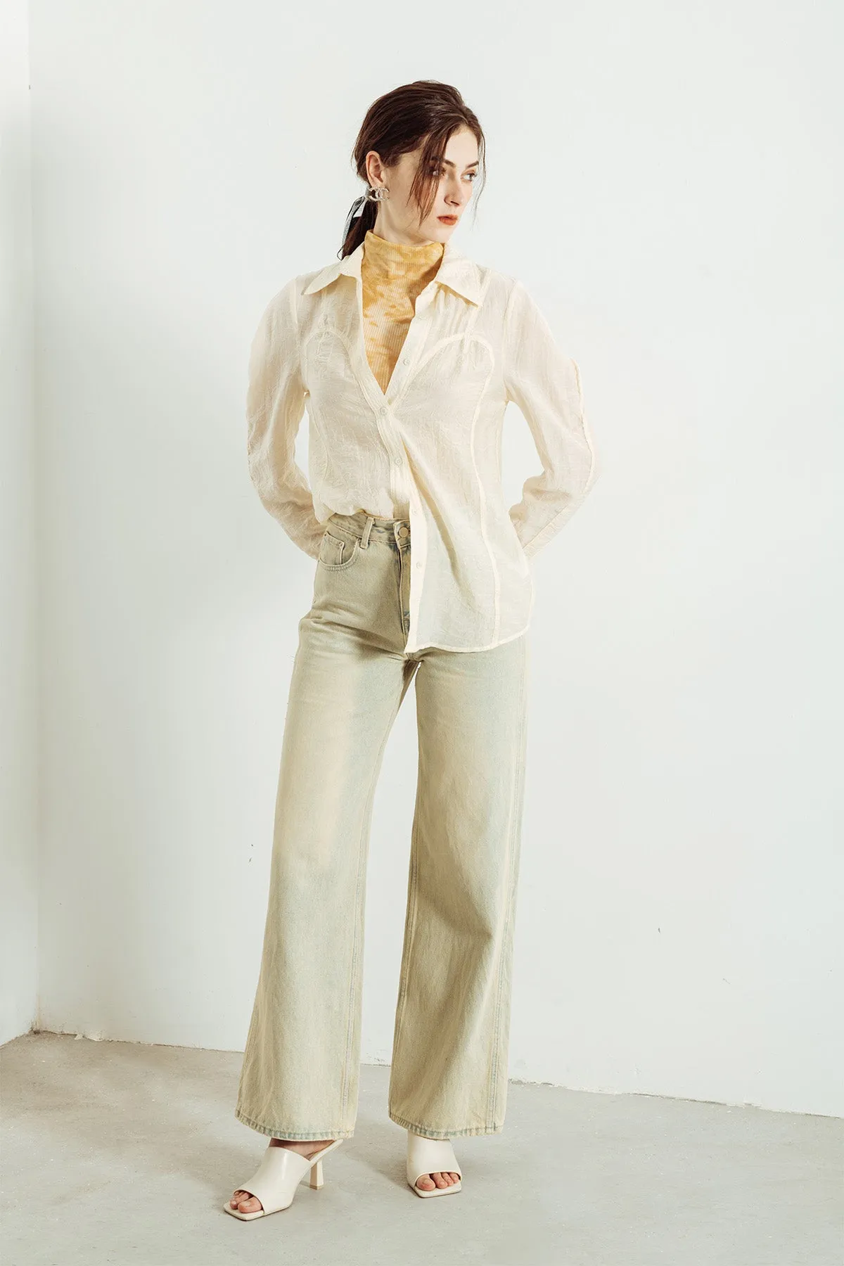 Leazza Tie Dyed Ruched Ribbed Sleeveless Top