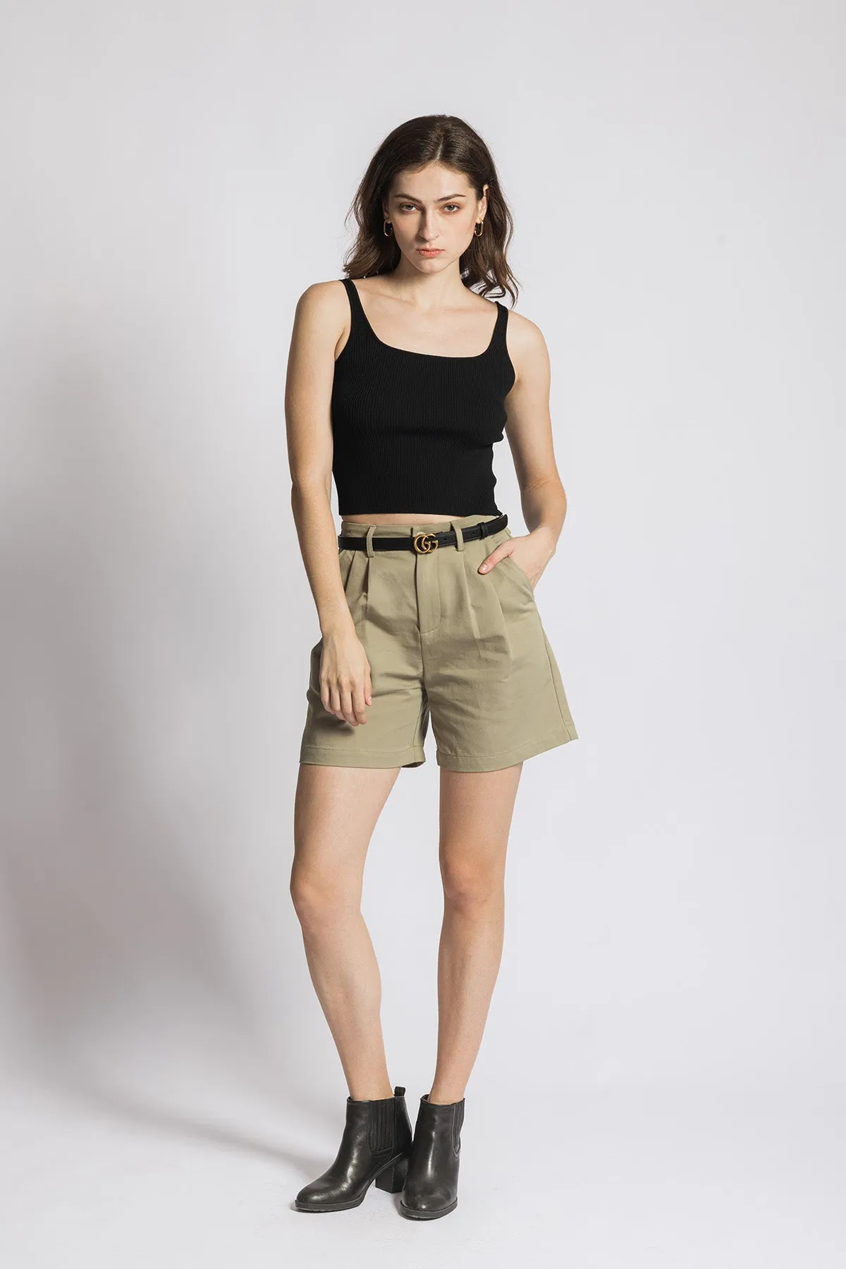 Leerya Square Neckline Cropped Tank Top