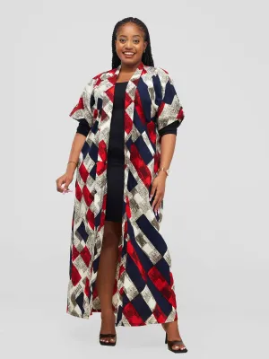Lokali Amani Kimono - White / Red Print