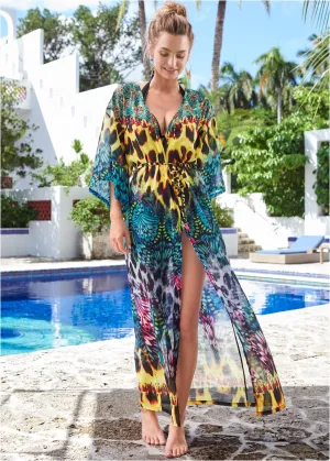 Long Kimono Cover-Up - Jungle Party