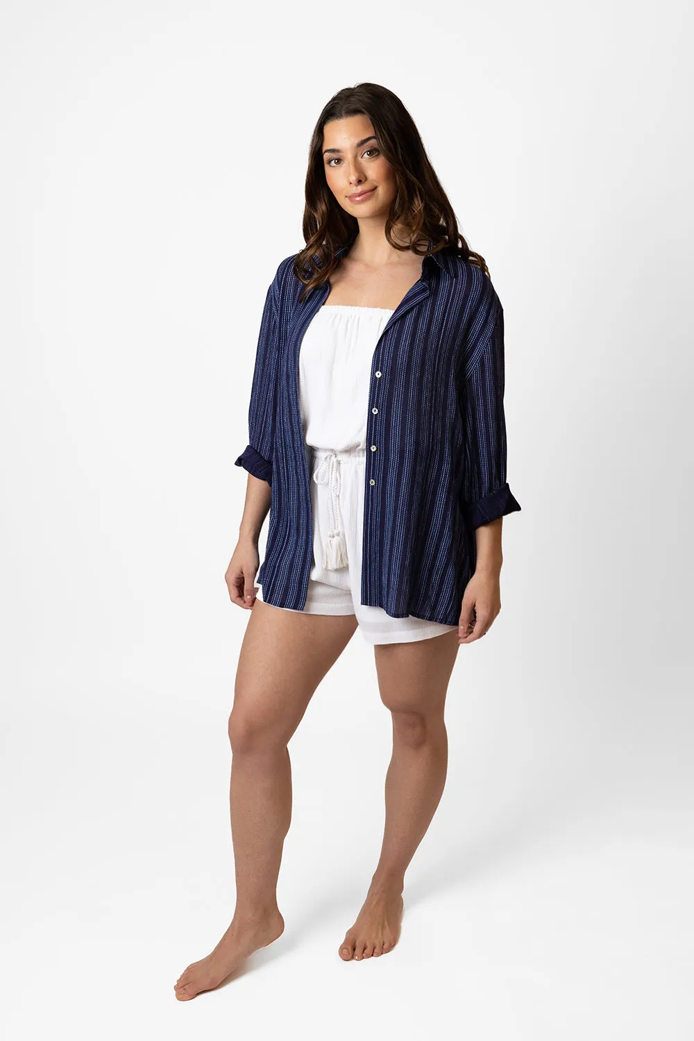 Marina Stripe Relaxed Button Up Shirt
