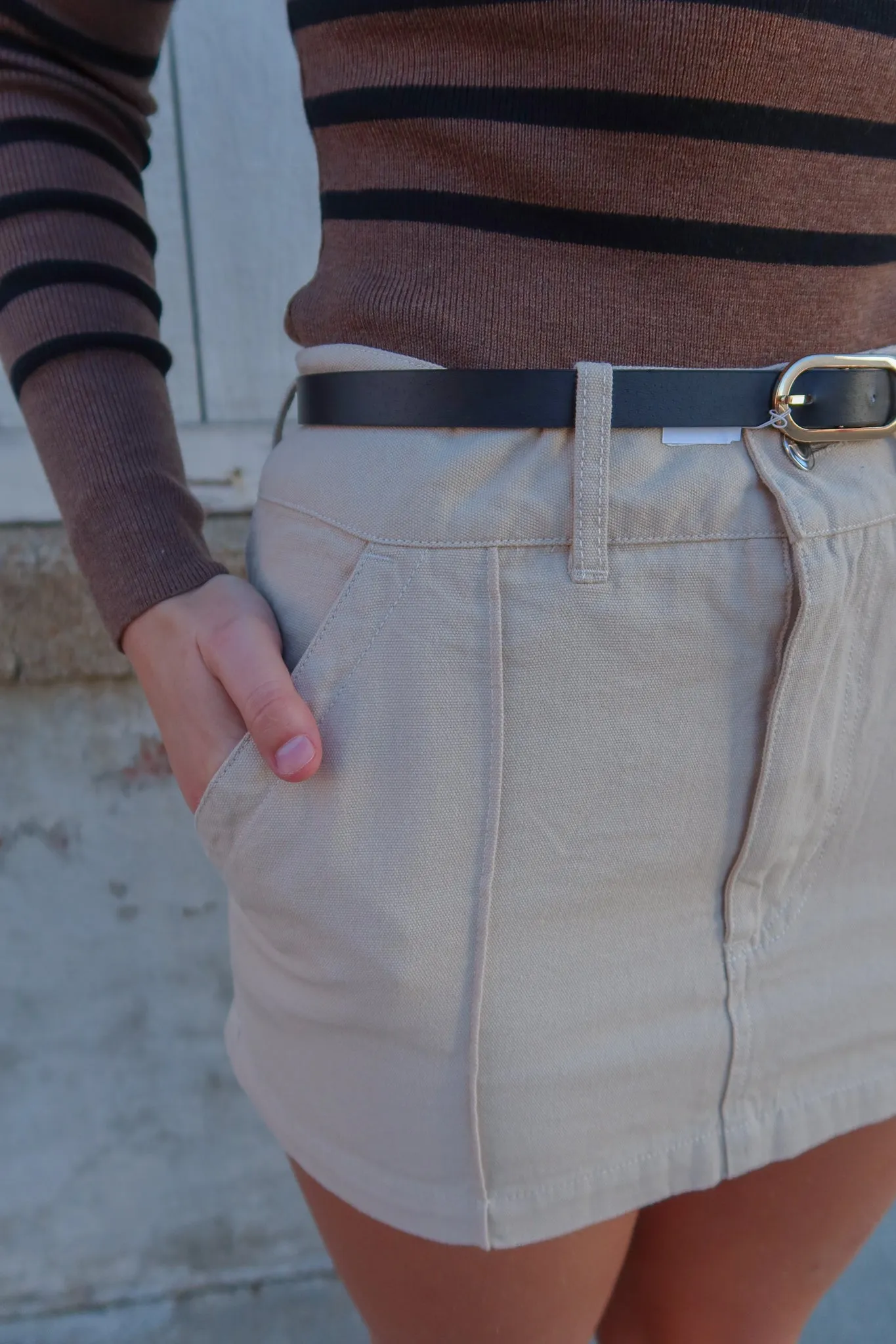 Meet You There Khaki Skirt