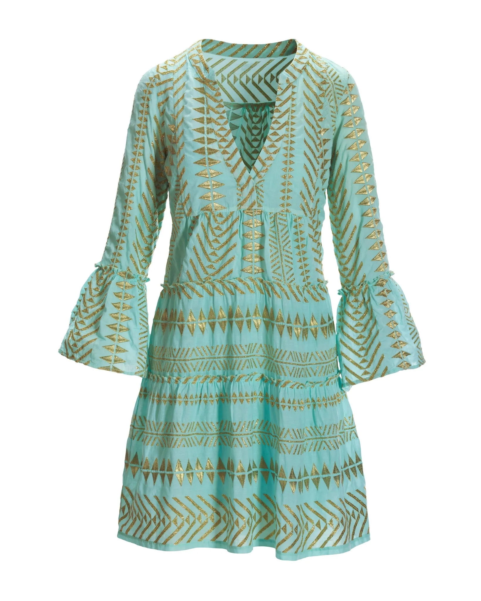 Metallic detail tiered effortless dress Blue Tint