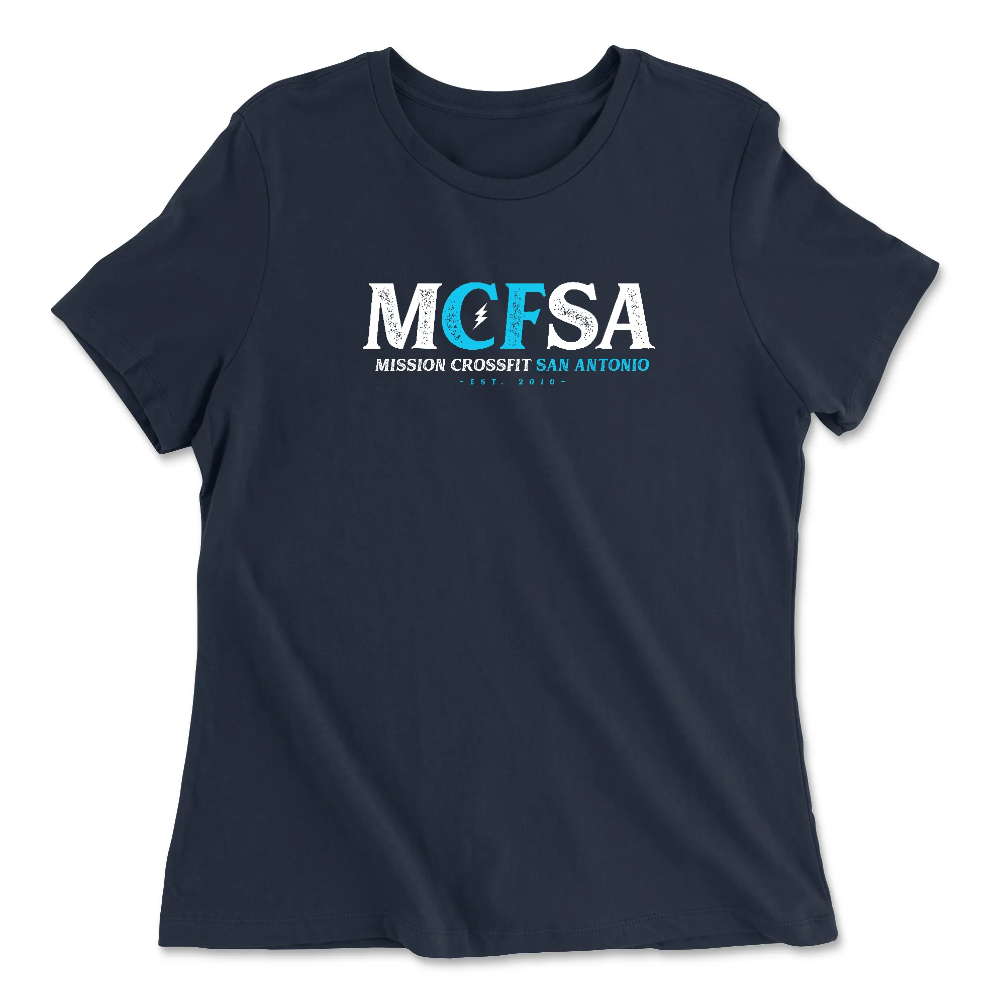 Mission CrossFit San Antonio Blue Lightening Womens - Relaxed Jersey T-Shirt