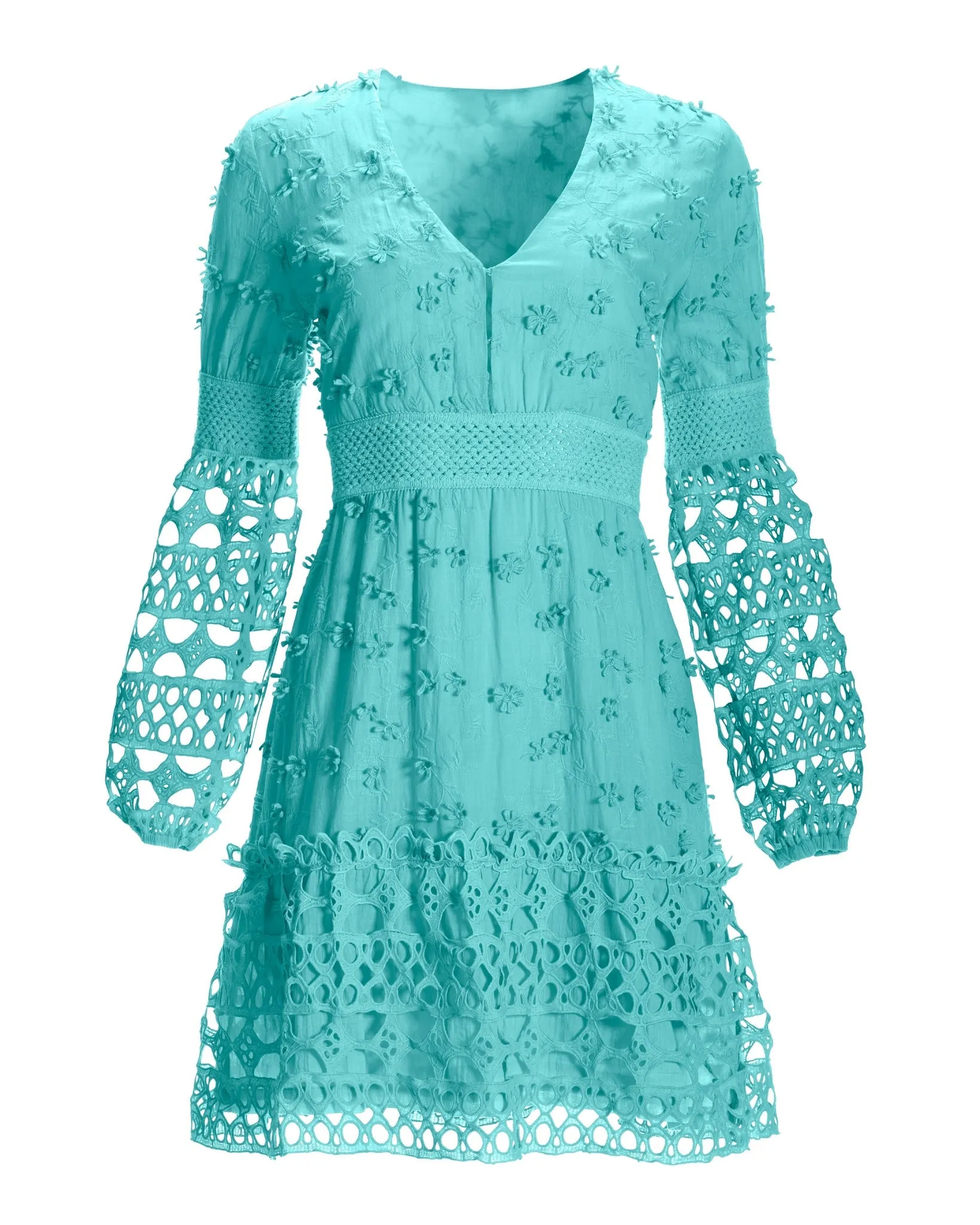 Mixed Media Short Dress Blue Radiance