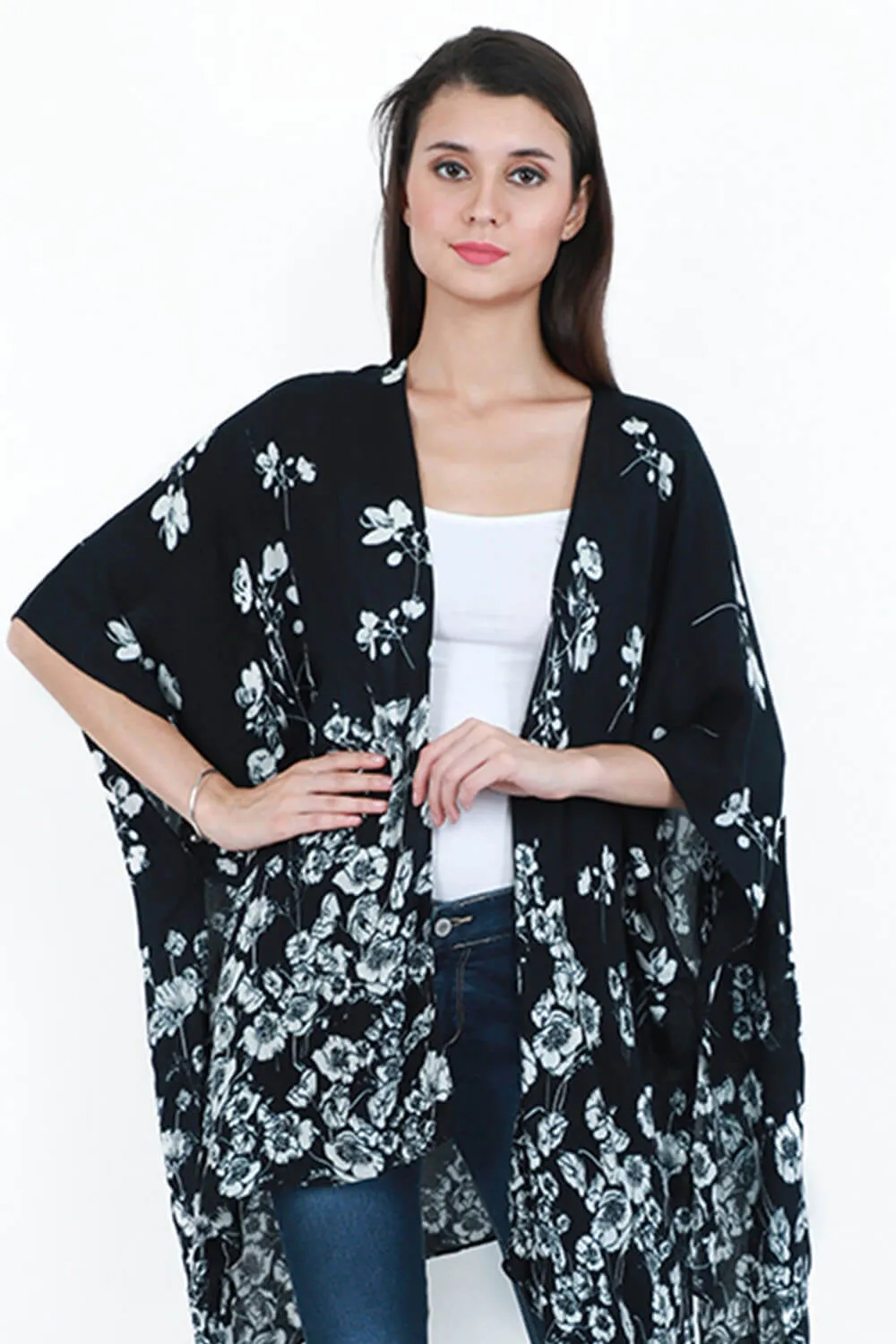 Monochrome Front Open Kimono