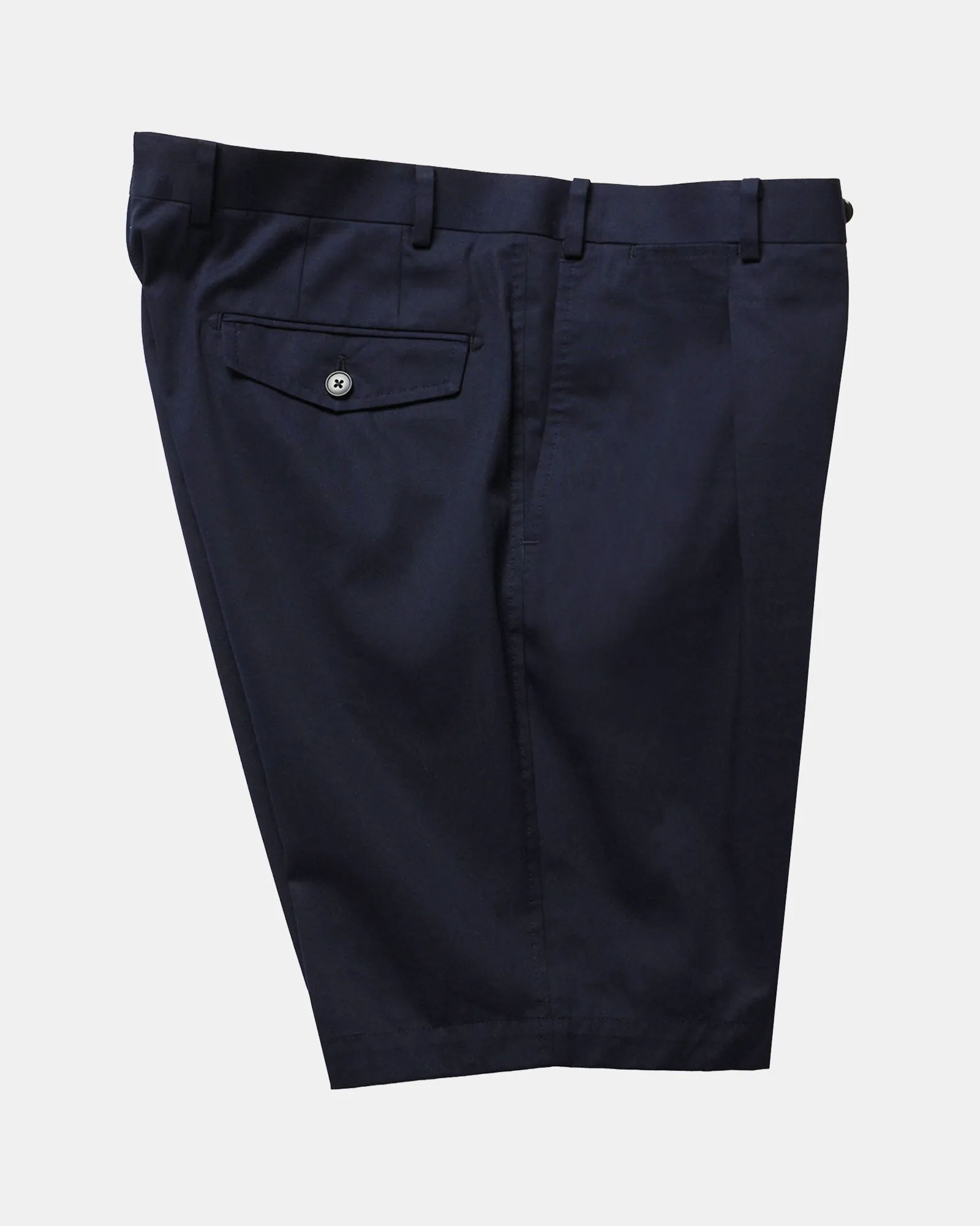 Navy Summer Pleated Cotton Shorts