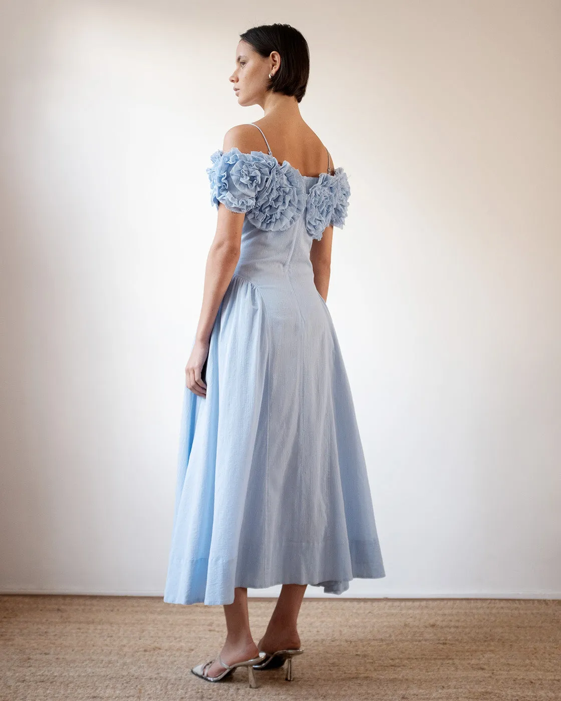 Ophelia Dress Pleated Cotton Blue