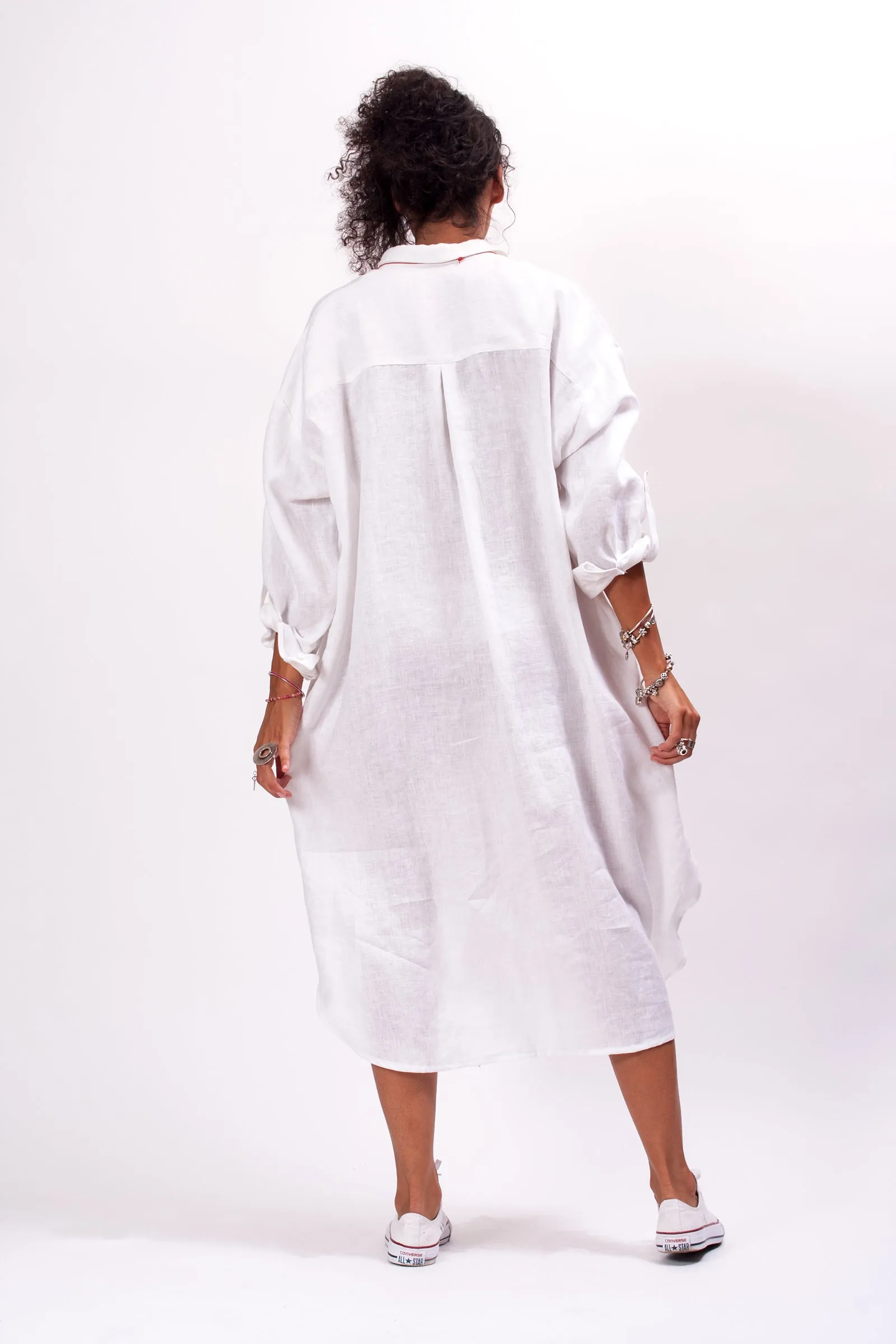 Oversized Ash Rose Linen Shirt Dress