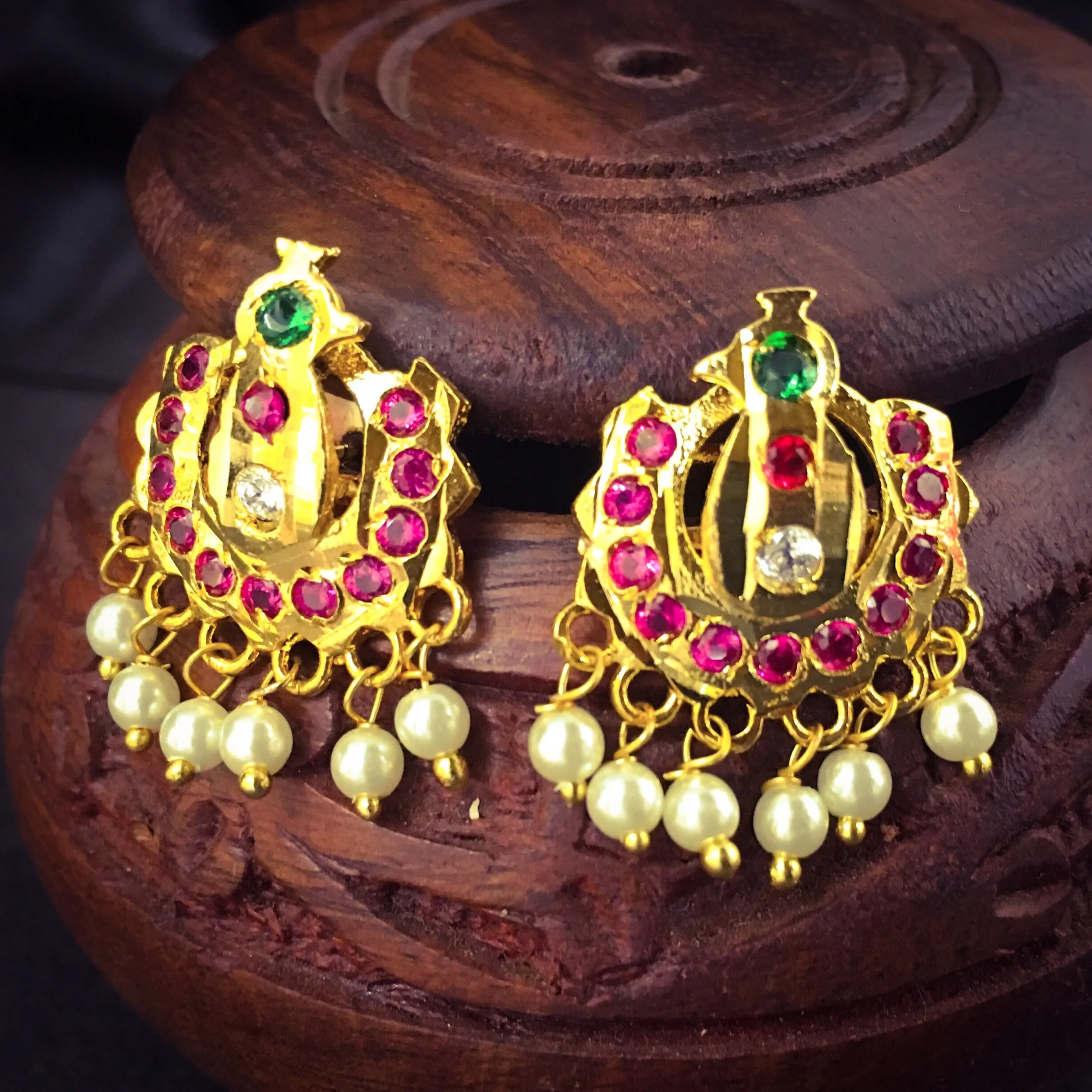 PEACOCK PEARL STUDS
