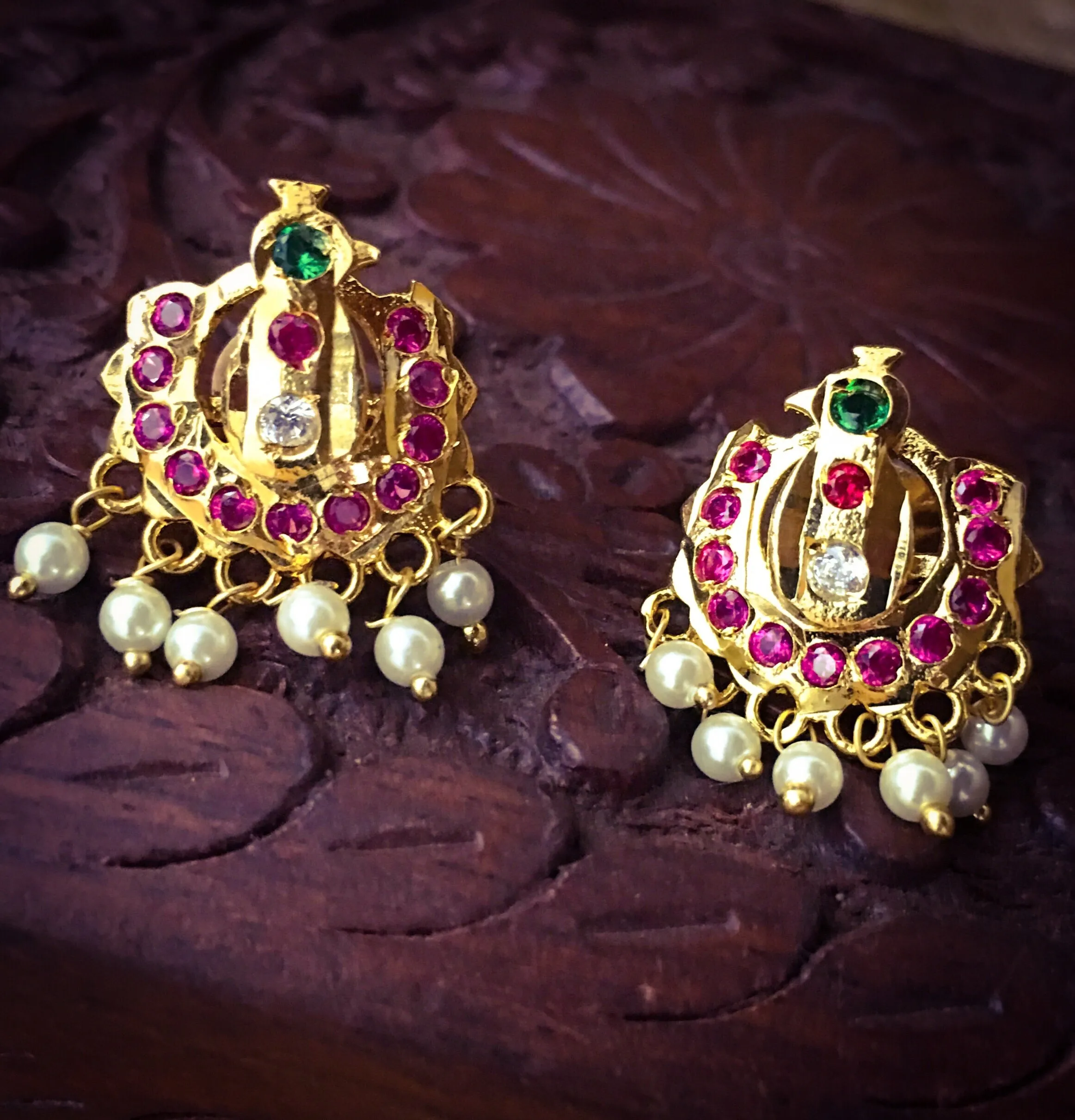 PEACOCK PEARL STUDS