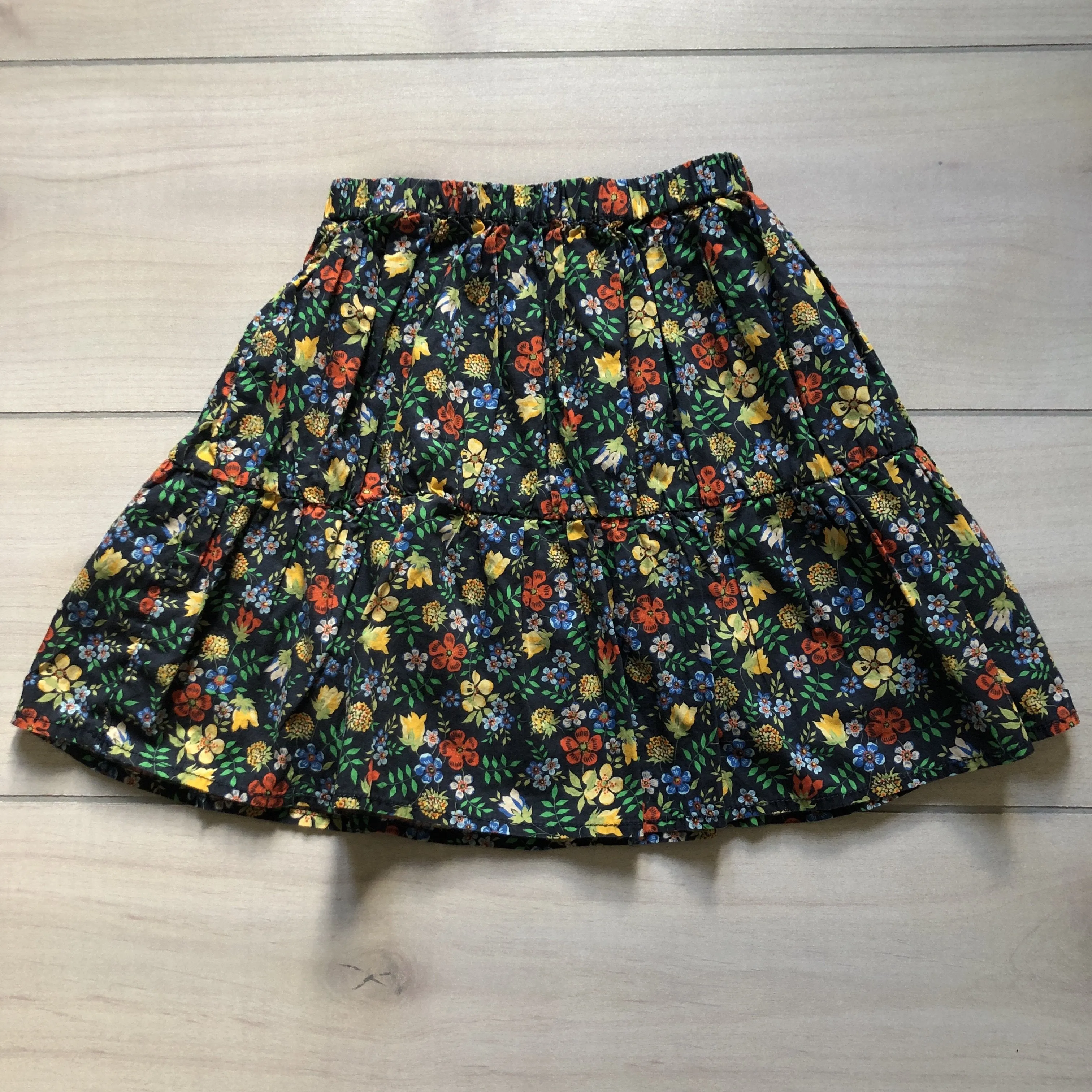 PEEK Navy Floral Pull On Elastic Waist Skirt