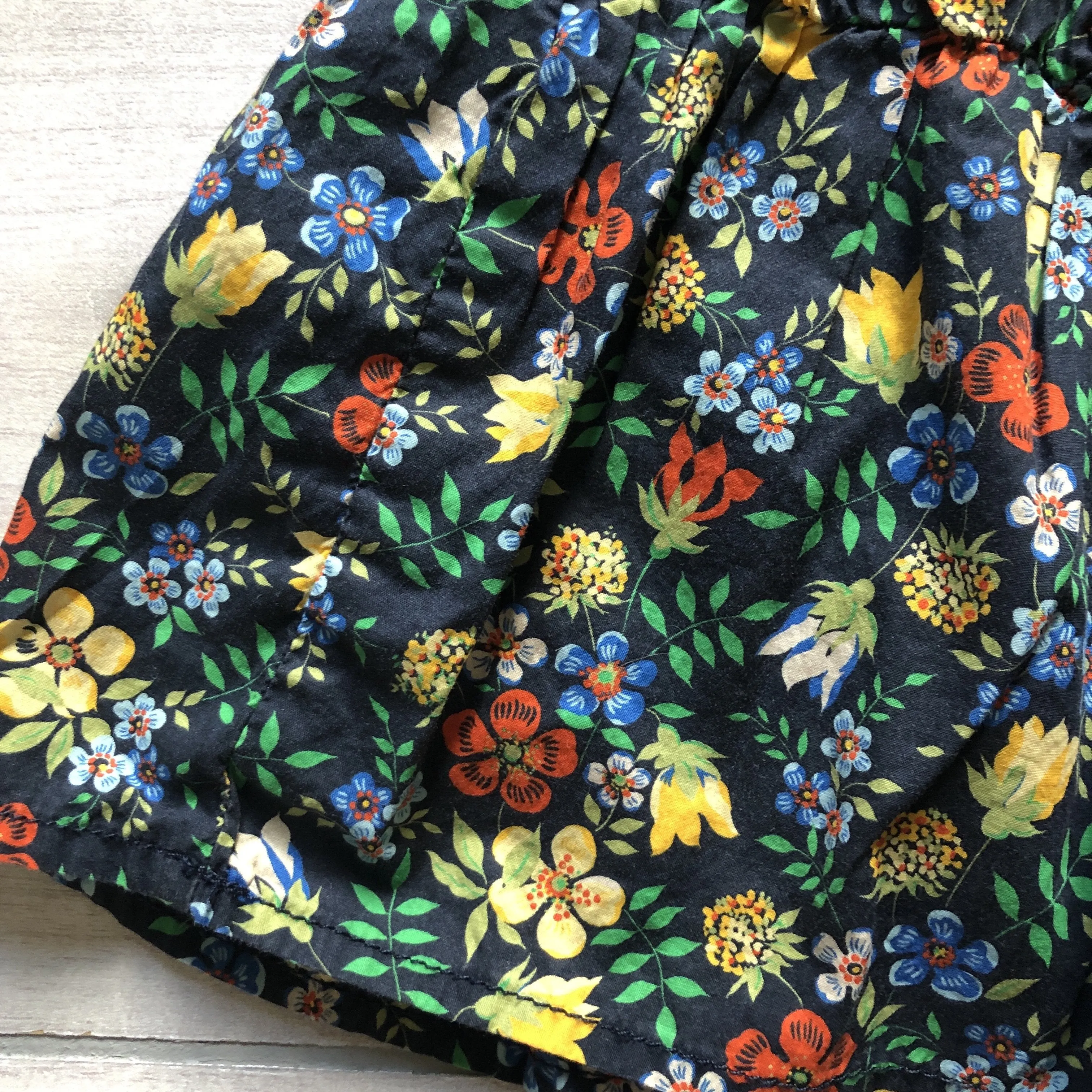 PEEK Navy Floral Pull On Elastic Waist Skirt