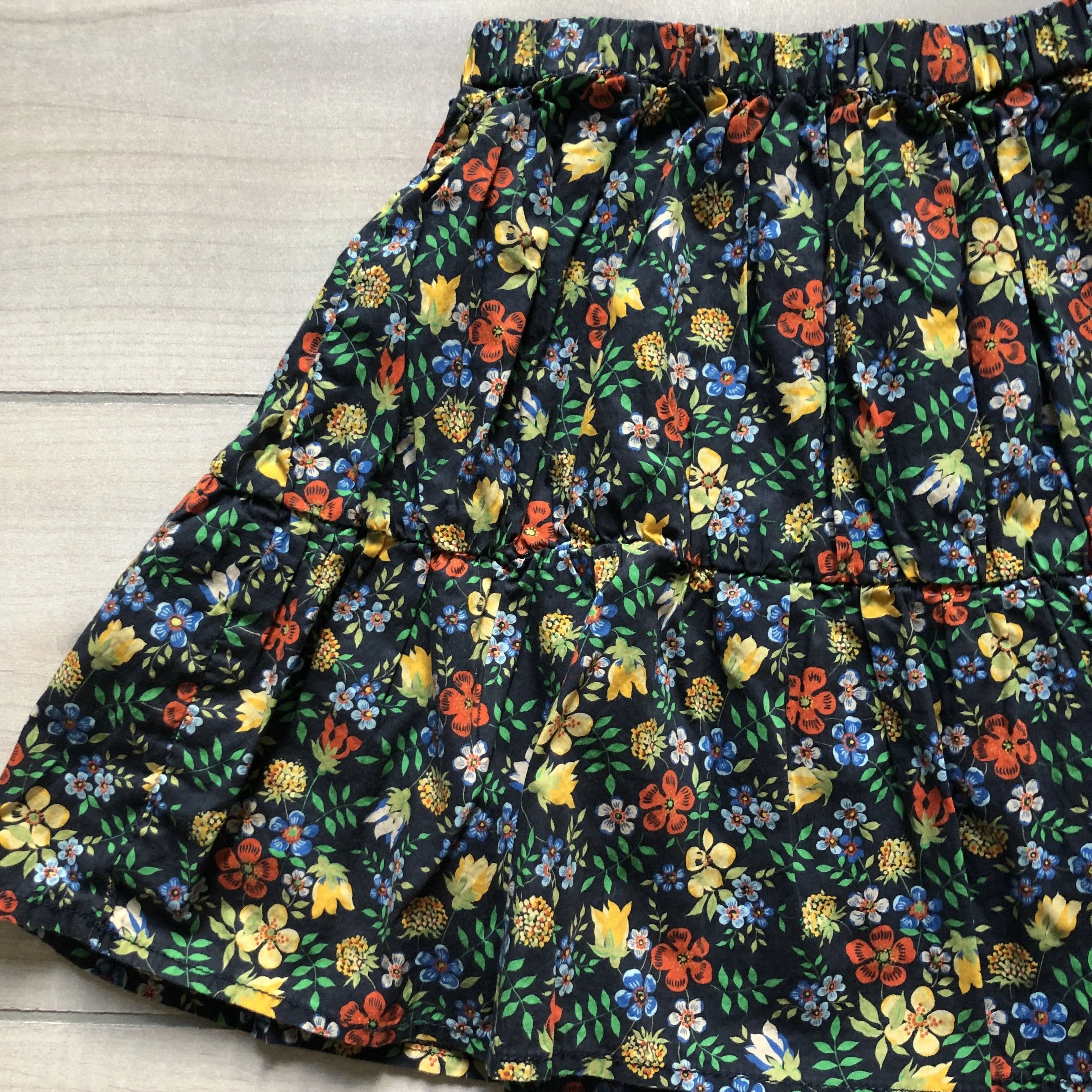 PEEK Navy Floral Pull On Elastic Waist Skirt