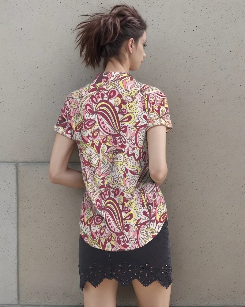 Piki Short Sleeve Button Collar Top