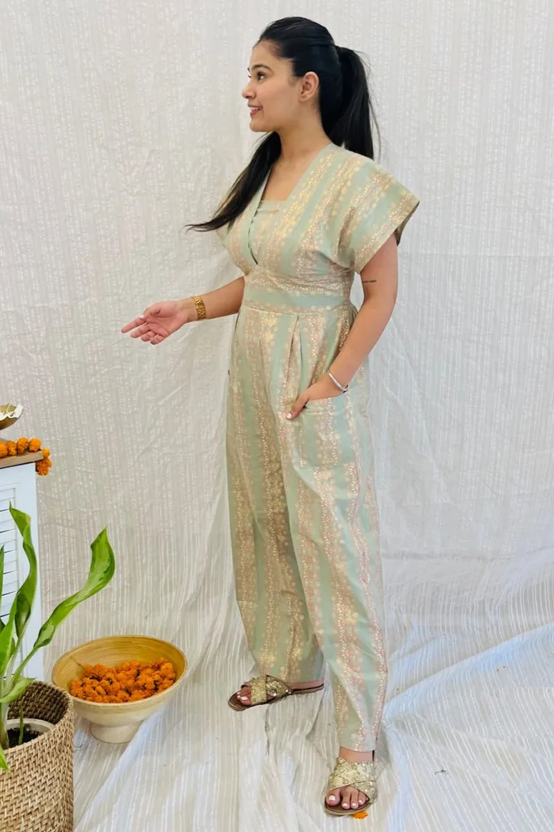 Pista Green Festive Jumpsuit