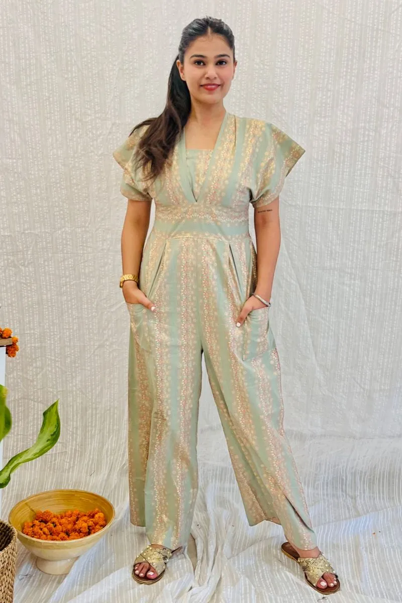Pista Green Festive Jumpsuit
