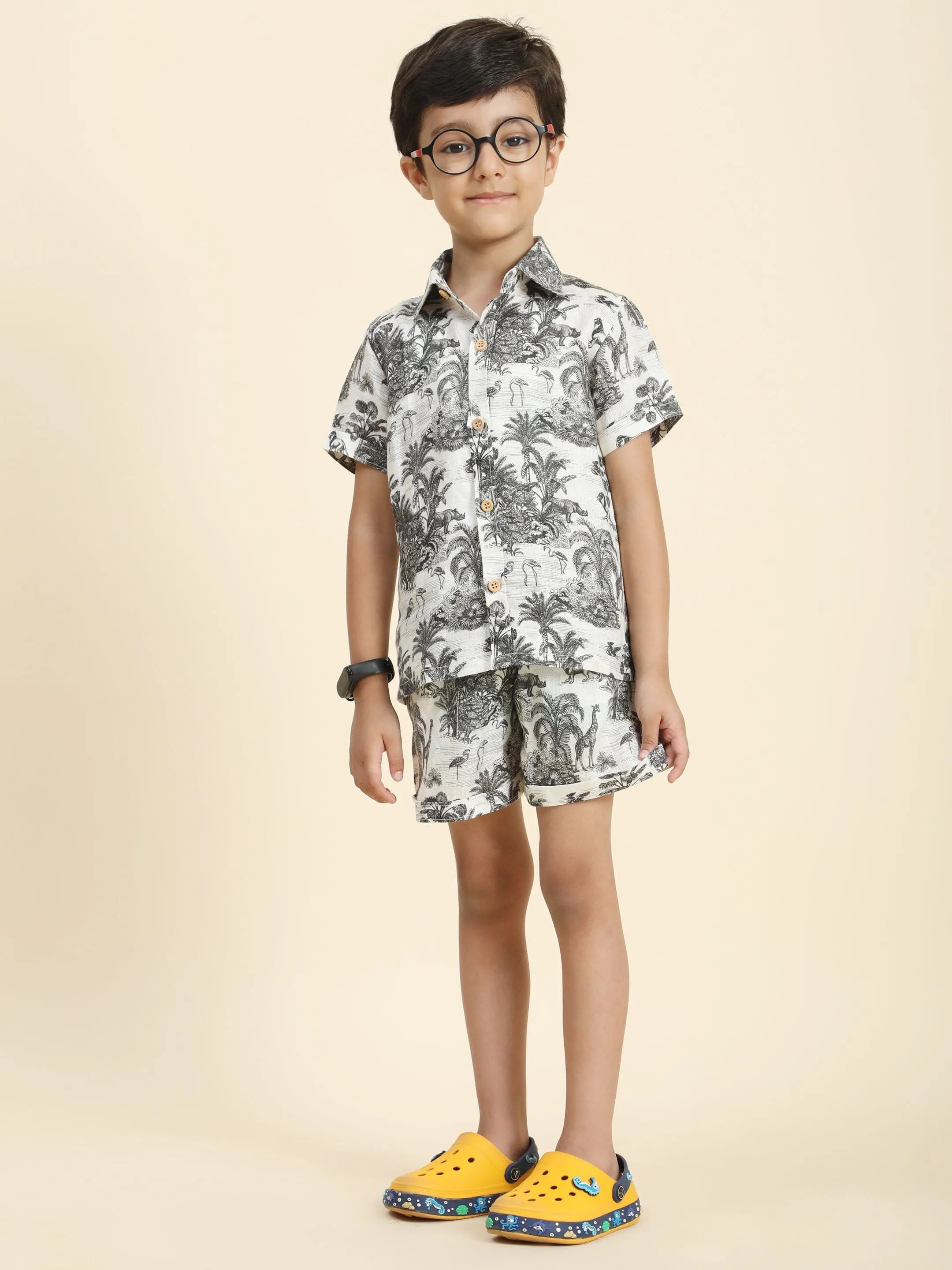 Pre-Order: Wildlife Printed Pure Linen  Premium Co-ords