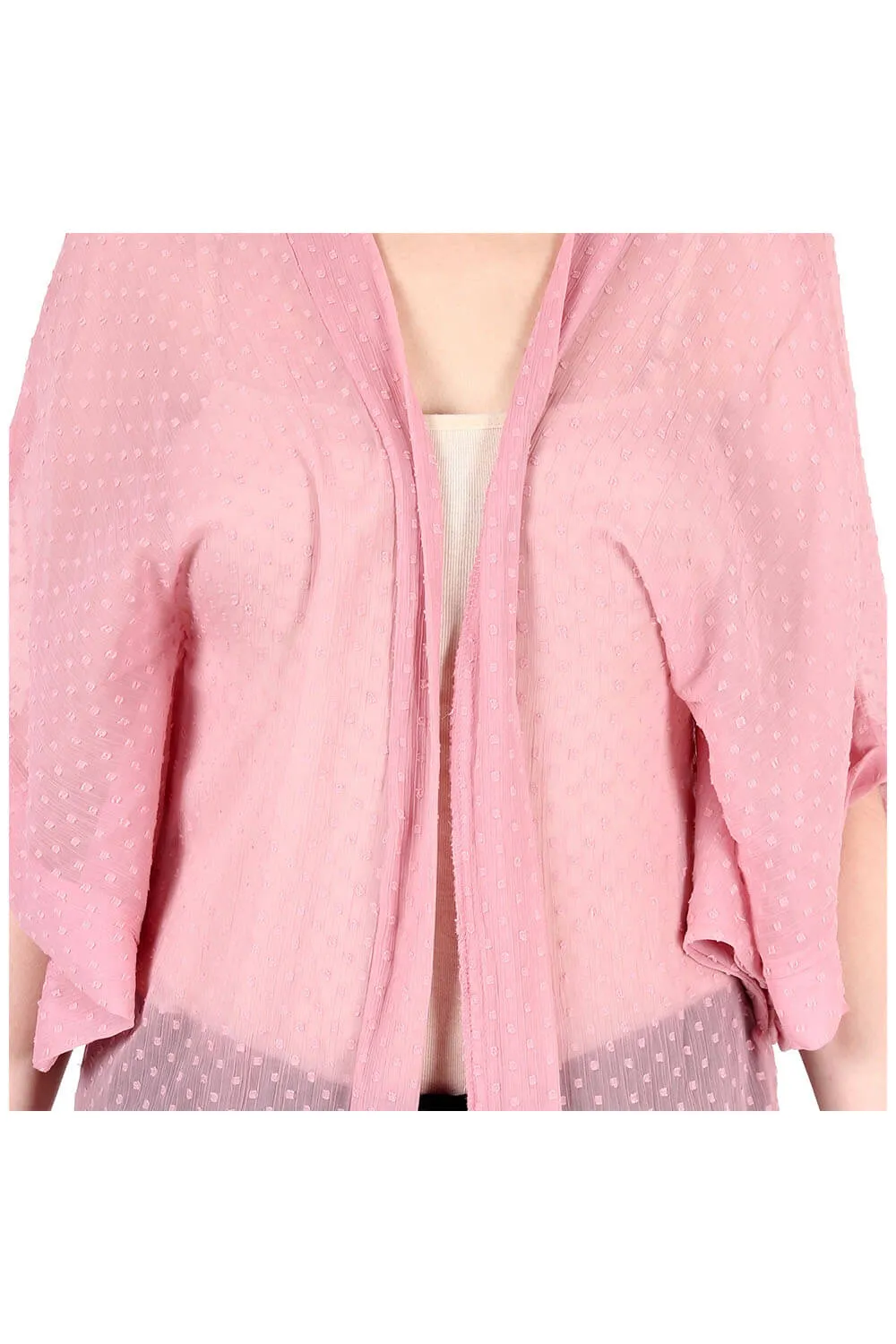 Pretty in Pink Fringe Hem Kimono